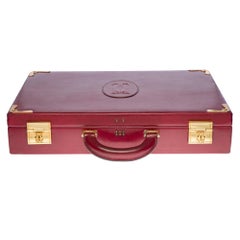 Rare Cartier Attaché Case in burgundy leather and gold hardware