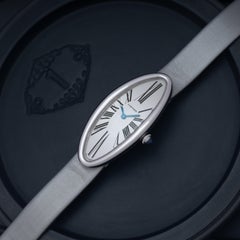 Seltene Cartier Baignoire Allongèe 18 Karat Weißgold Modell 2514 Handaufzug