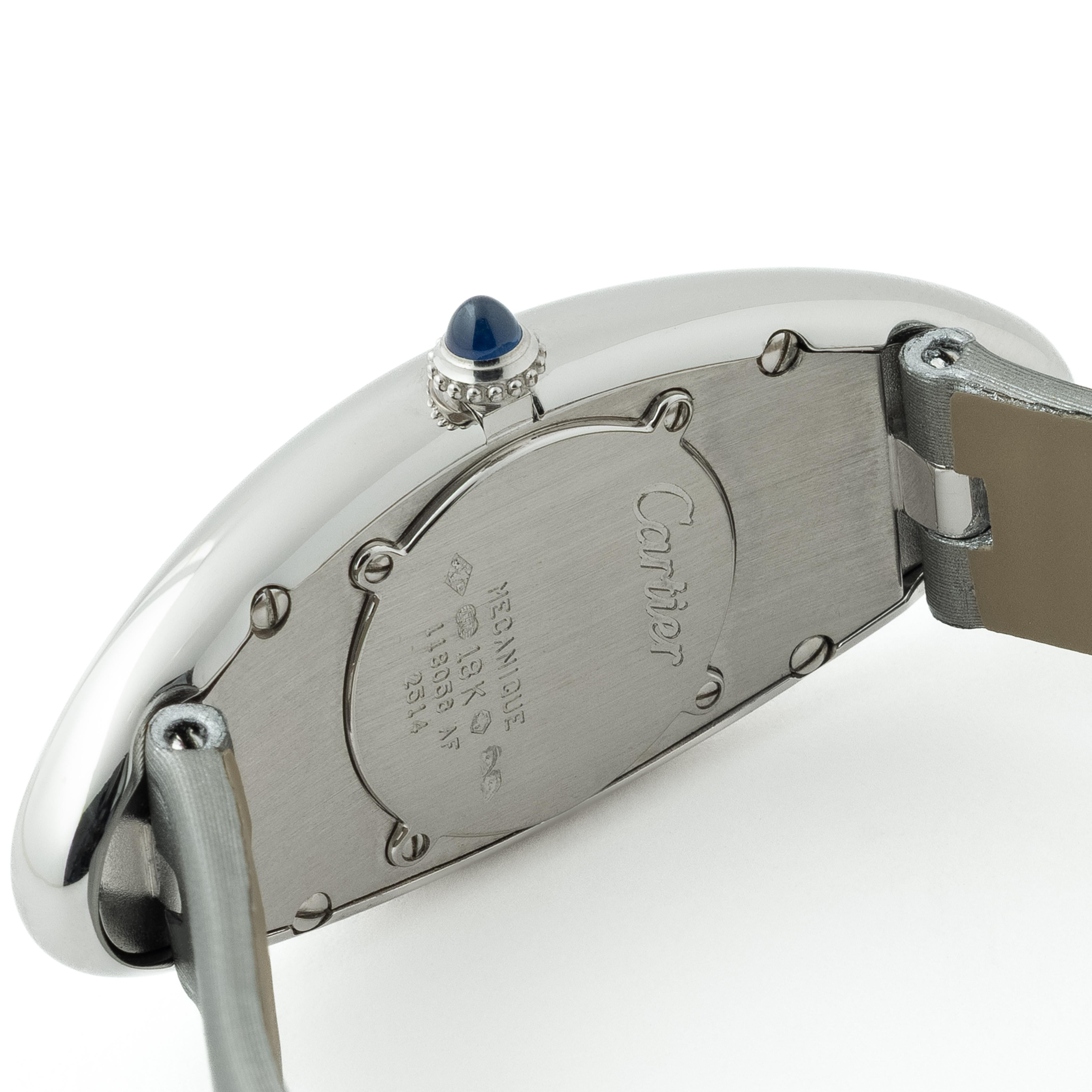 Rare Cartier Baignoire Allongèe 18 Karat White Gold Model 2514 Manual Movement For Sale 1