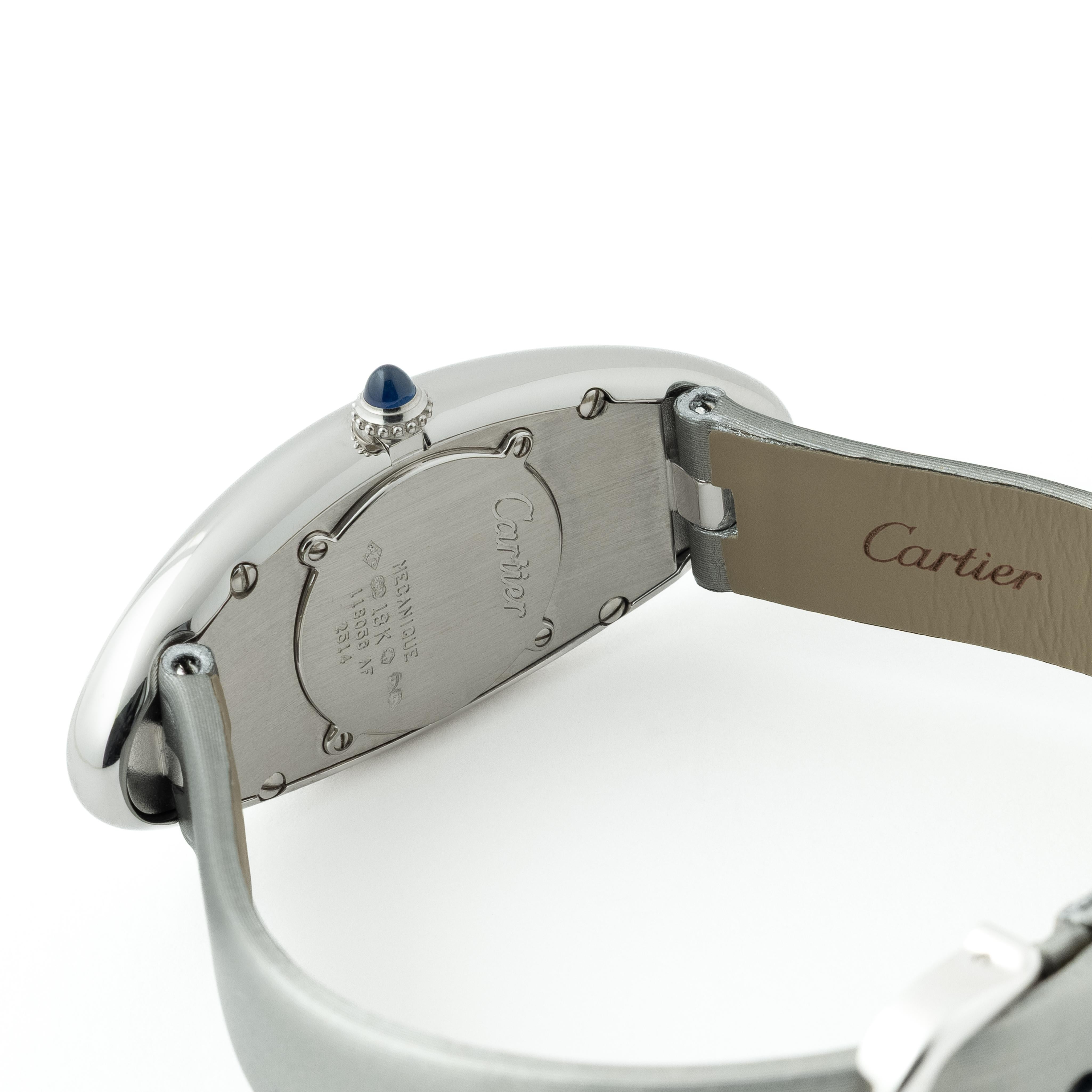 Rare Cartier Baignoire Allongèe 18 Karat White Gold Model 2514 Manual Movement For Sale 2