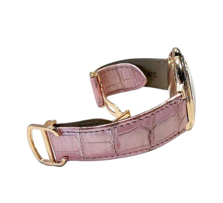 Rare Cartier Ballon Bleu in 18k Rose Gold with Pink Croc Strap REF W6920037 In Excellent Condition In Miami, FL