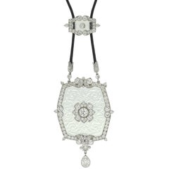 Seltener Cartier Belle Epoque Diamant-Schnitz-Bergkristall-Anhänger Originalverpackung