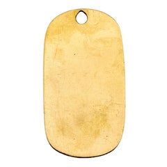 Rare Cartier Blank Vintage Dog Tag in 18 Karat Gold Circa 1945 Unisex Pendant