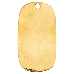 Rare Cartier Blank Vintage Dog Tag in 18 Karat Gold Circa 1945 Unisex Pendant