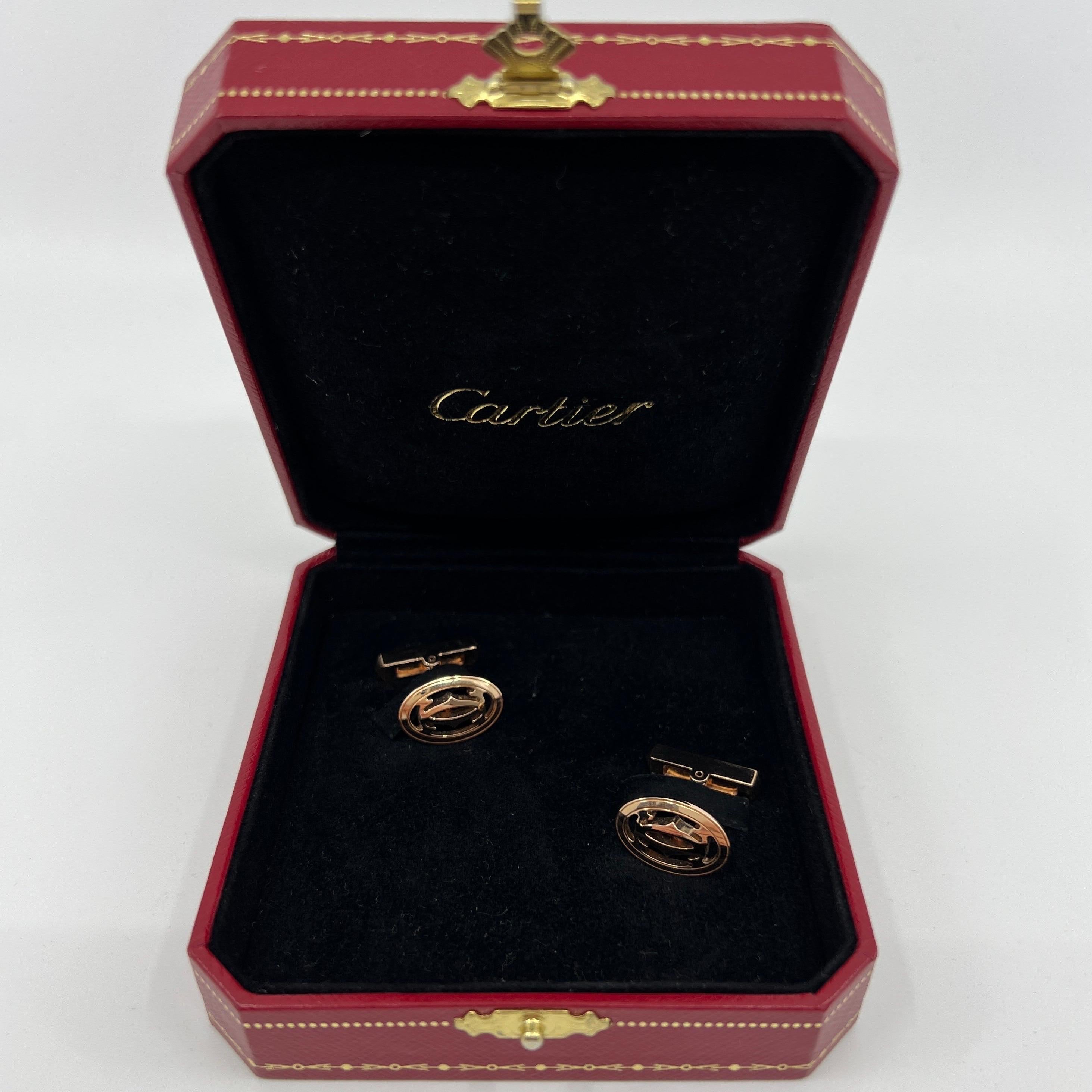 Rare Cartier Double C De Cartier Geometric 18k Rose Gold Cufflinks 2