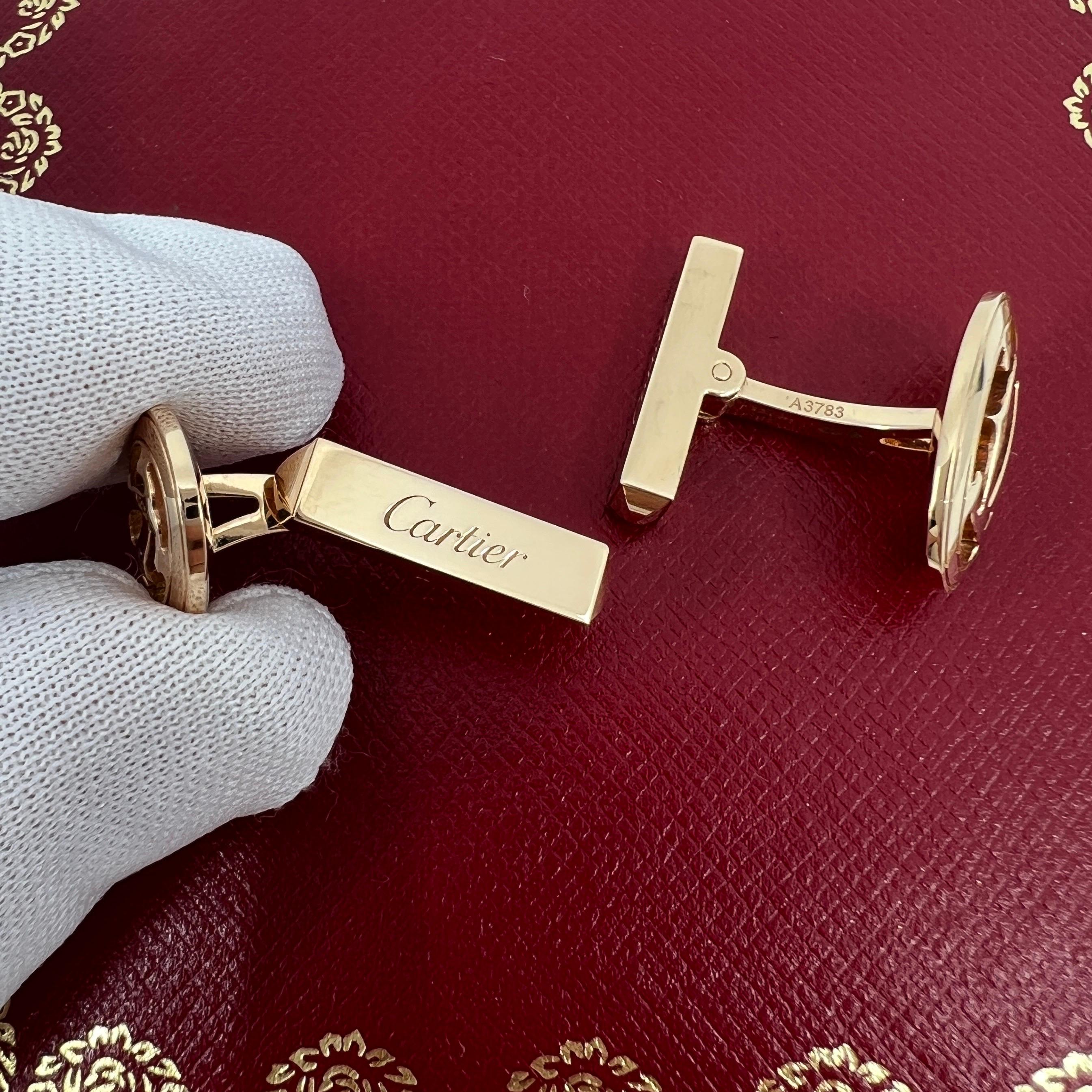 Rare Cartier Double C De Cartier Geometric 18k Rose Gold Cufflinks 3