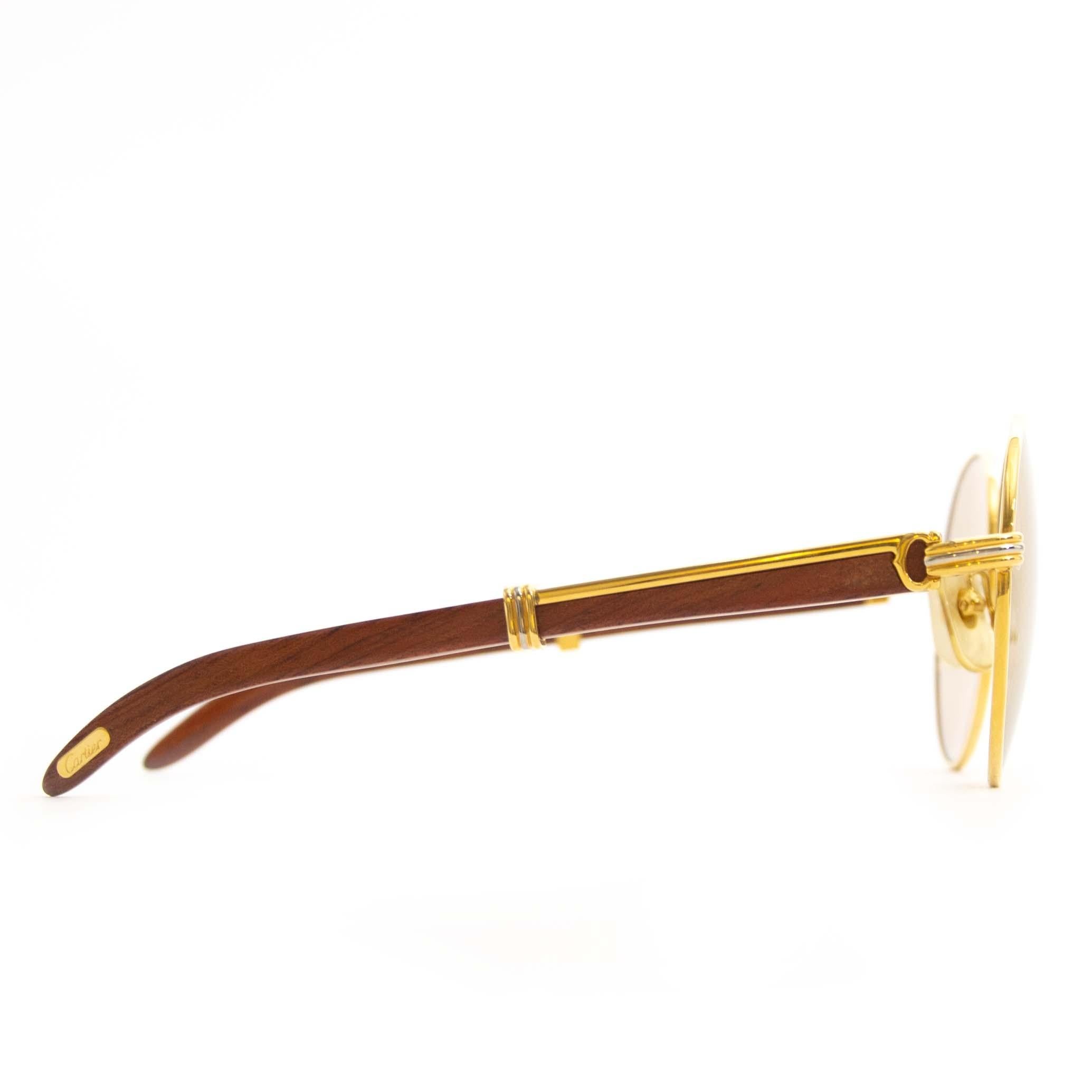 Rare Cartier Giverny Palisander Rosewood Gold Sunglasses at 1stDibs ...