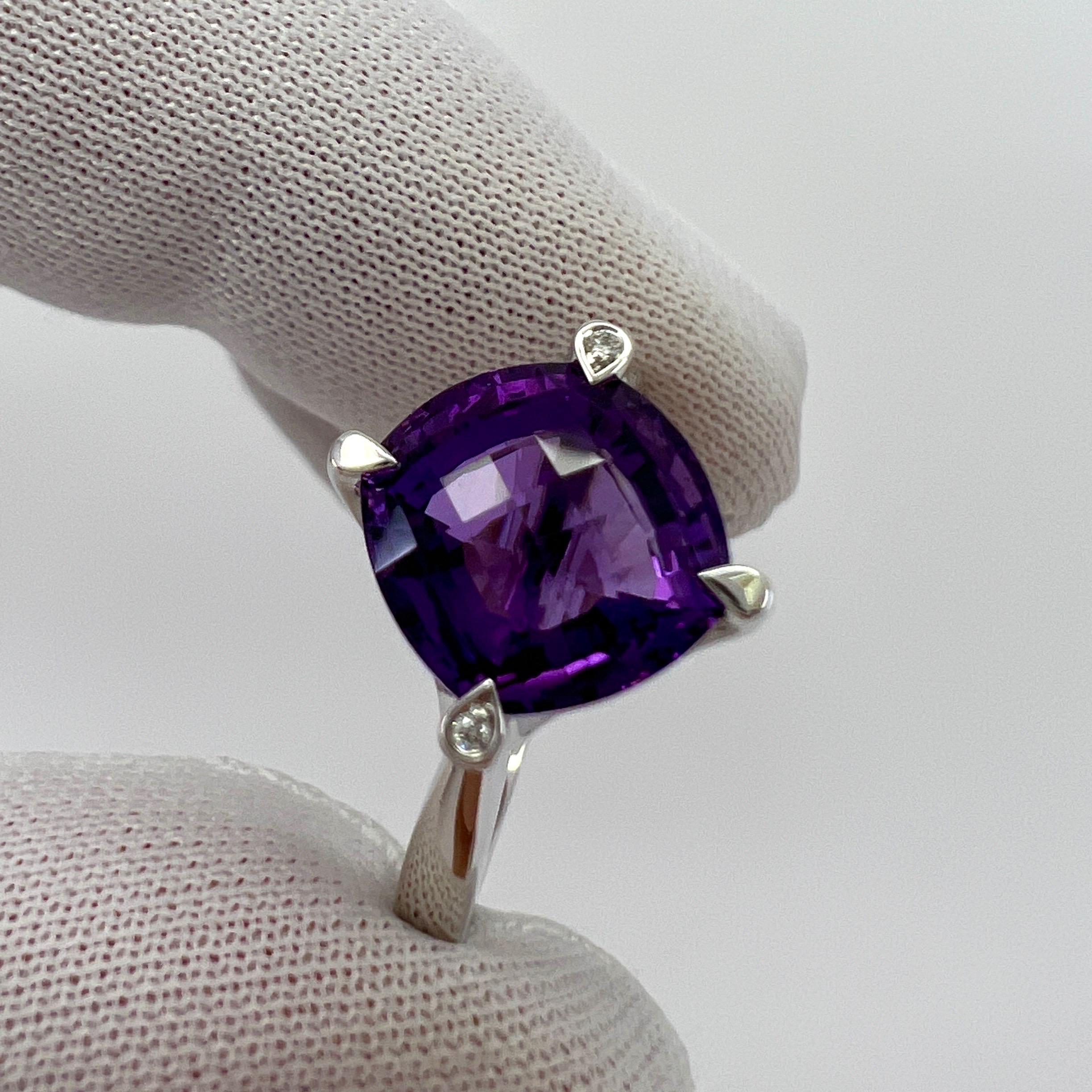Rare Cartier Inde Mysterieuse Fancy Purple Amethyst Diamond 18k White Gold Ring In Excellent Condition In Birmingham, GB