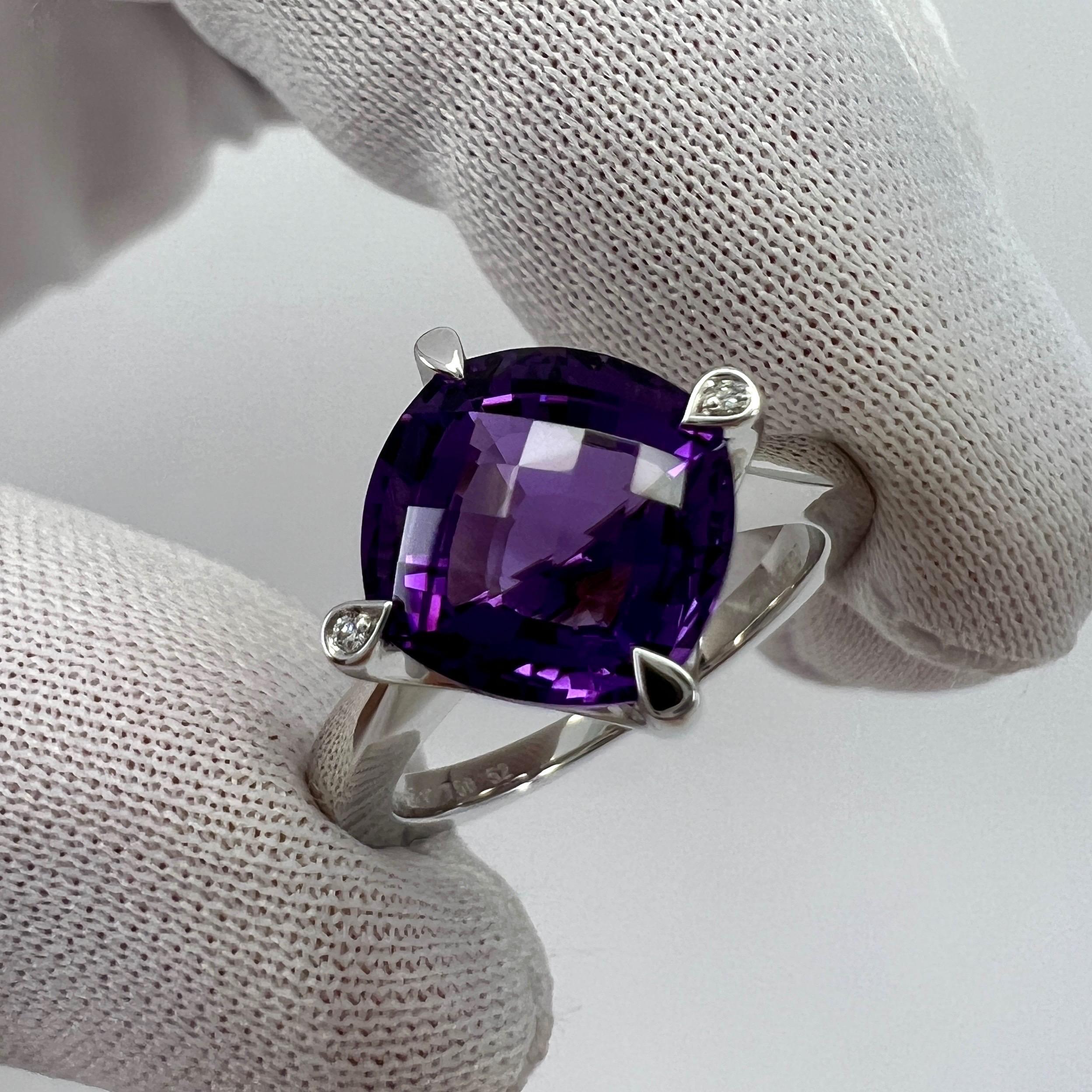 Women's or Men's Rare Cartier Inde Mysterieuse Fancy Purple Amethyst Diamond 18k White Gold Ring