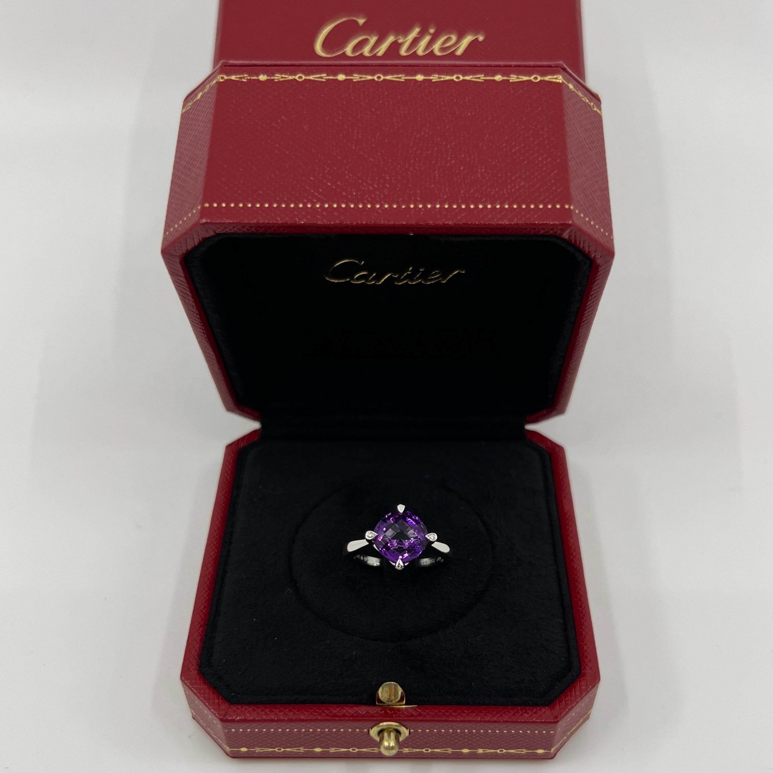 Seltener Cartier Inde Mysterieuse Ring aus 18 Karat Weißgold mit lila Amethyst und Diamant 2