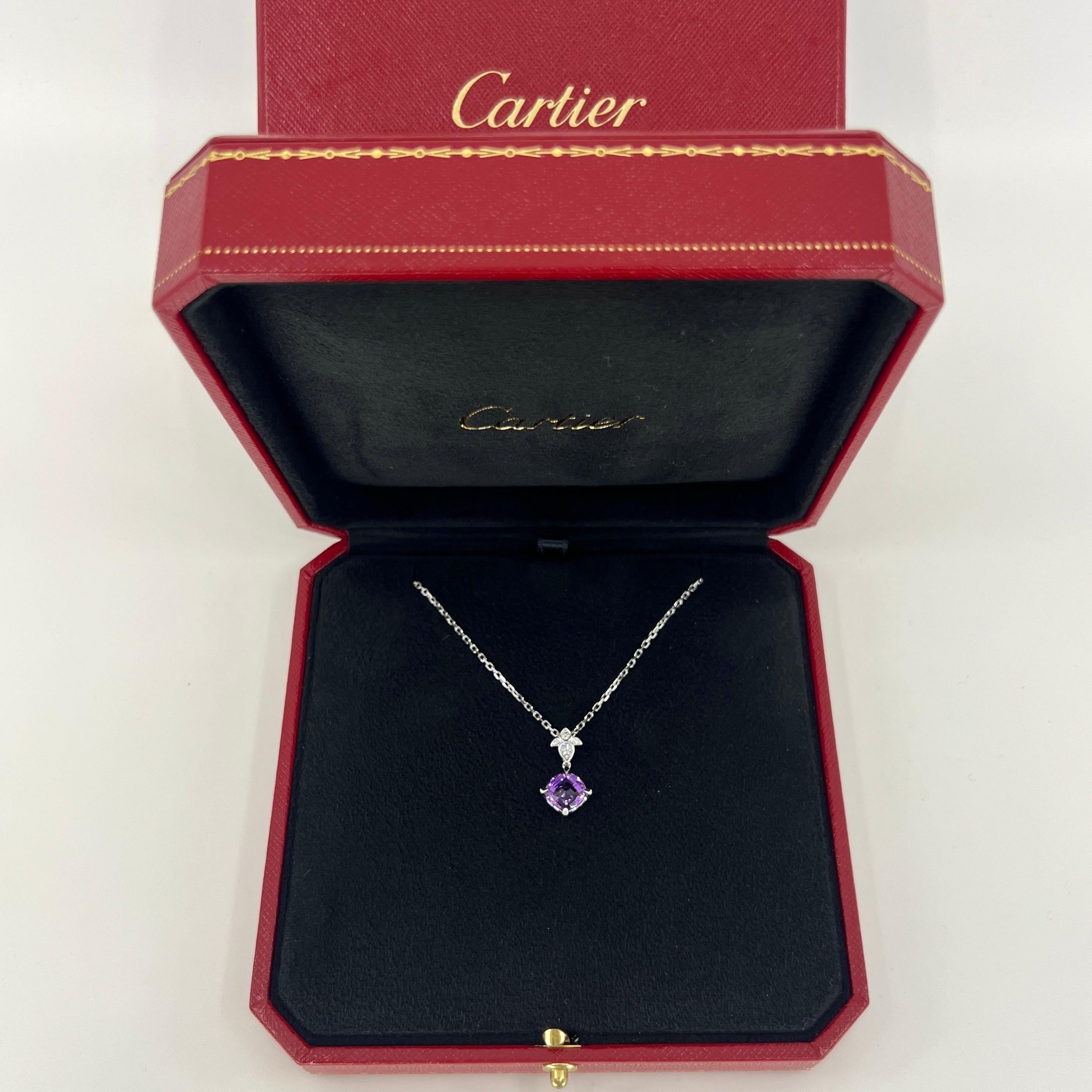 Rare Cartier Inde Mysterieuse Purple Amethyst Diamond 18k White Gold Necklace For Sale 5