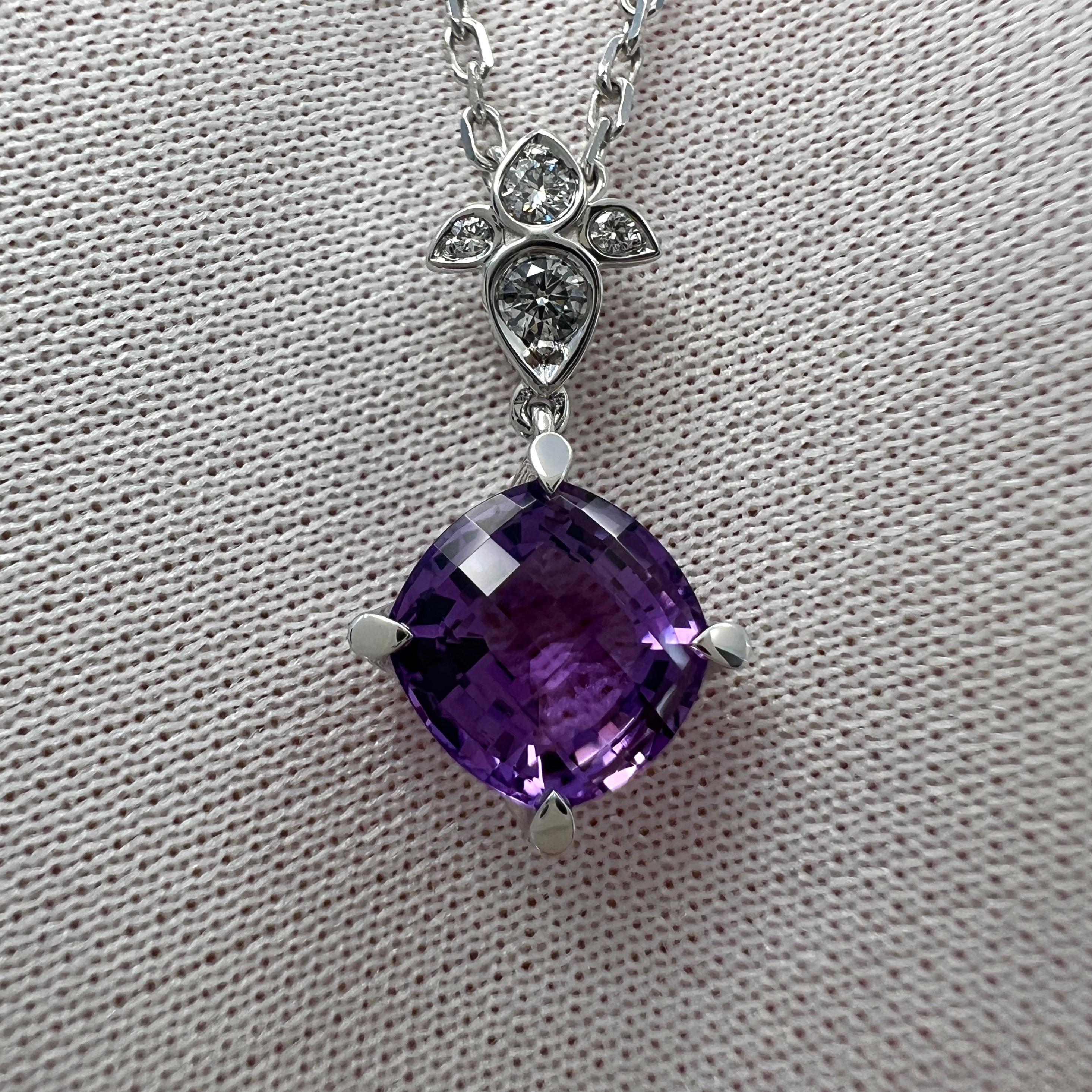 Rare Cartier Inde Mysterieuse Purple Amethyst Diamond 18k White Gold Necklace For Sale 7