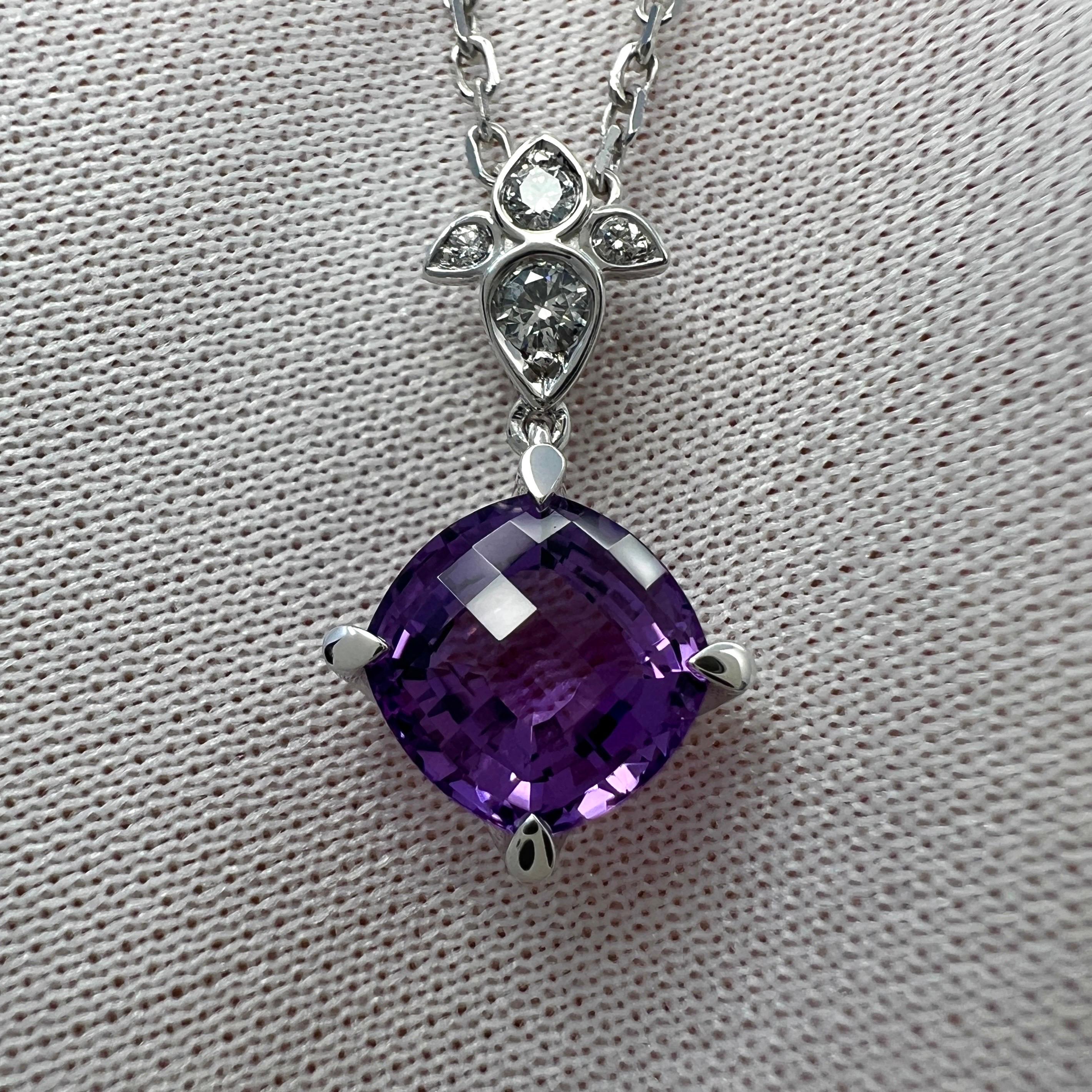 Women's or Men's Rare Cartier Inde Mysterieuse Purple Amethyst Diamond 18k White Gold Necklace For Sale