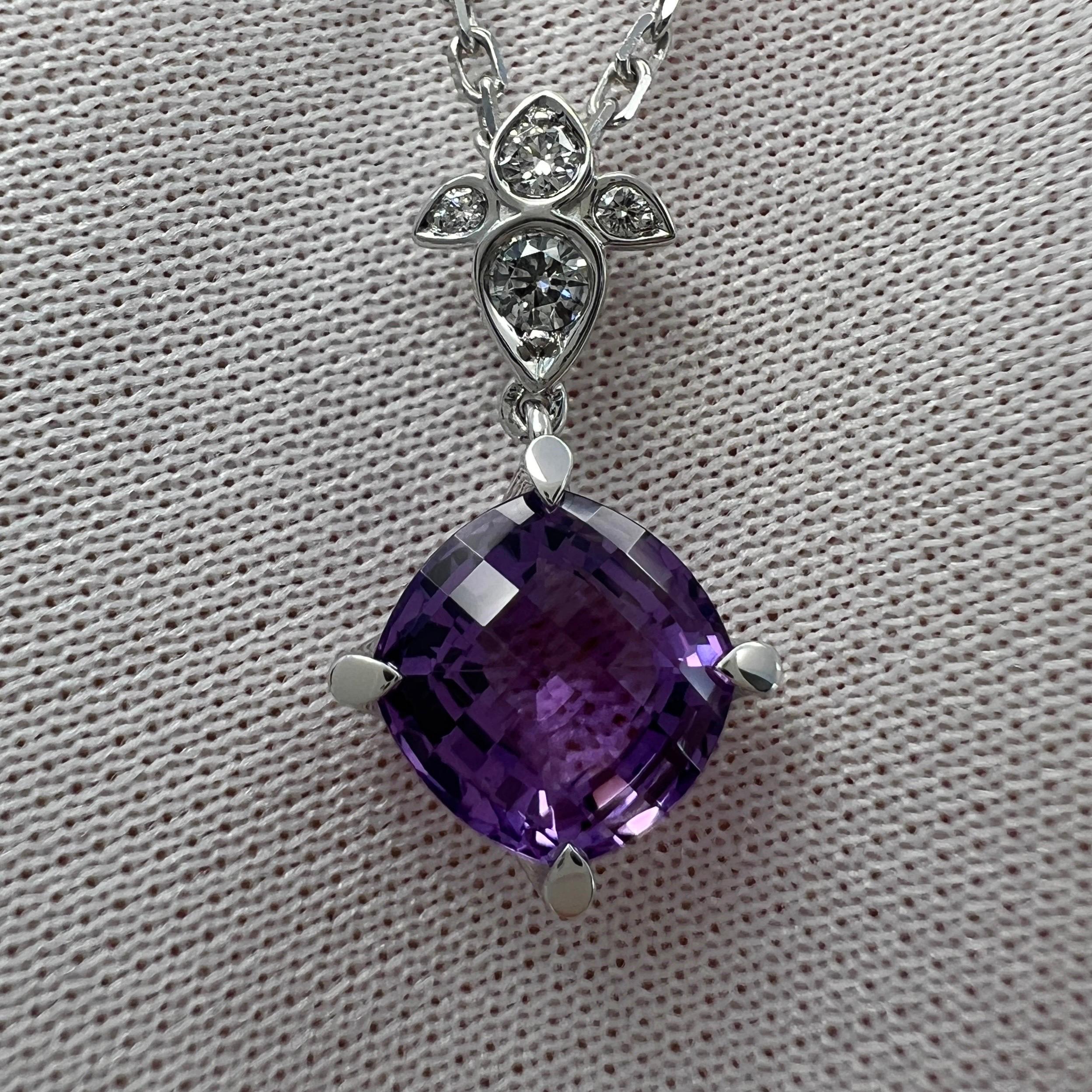Rare Cartier Inde Mysterieuse Purple Amethyst Diamond 18k White Gold Necklace For Sale 2