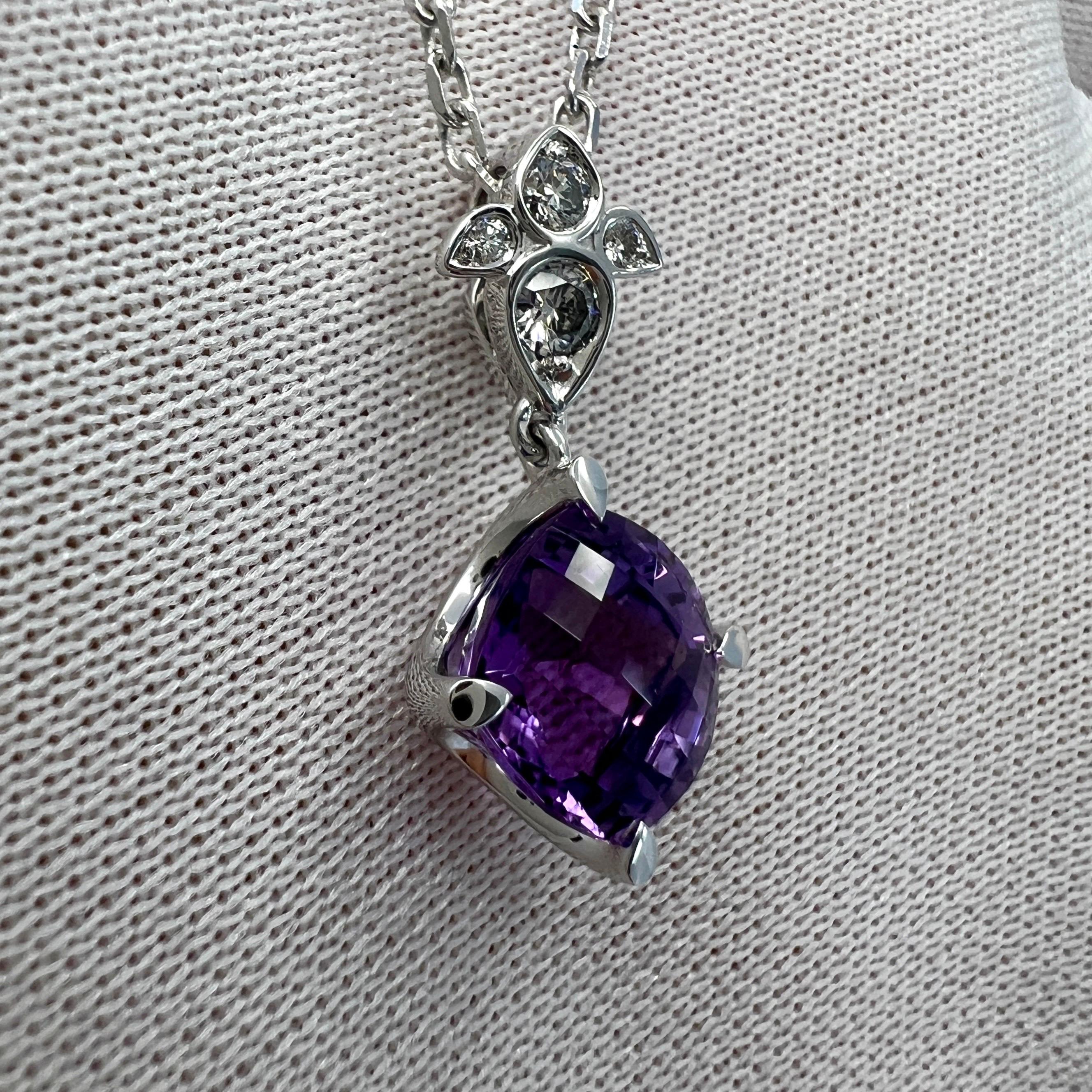 Rare Cartier Inde Mysterieuse Purple Amethyst Diamond 18k White Gold Necklace For Sale 3