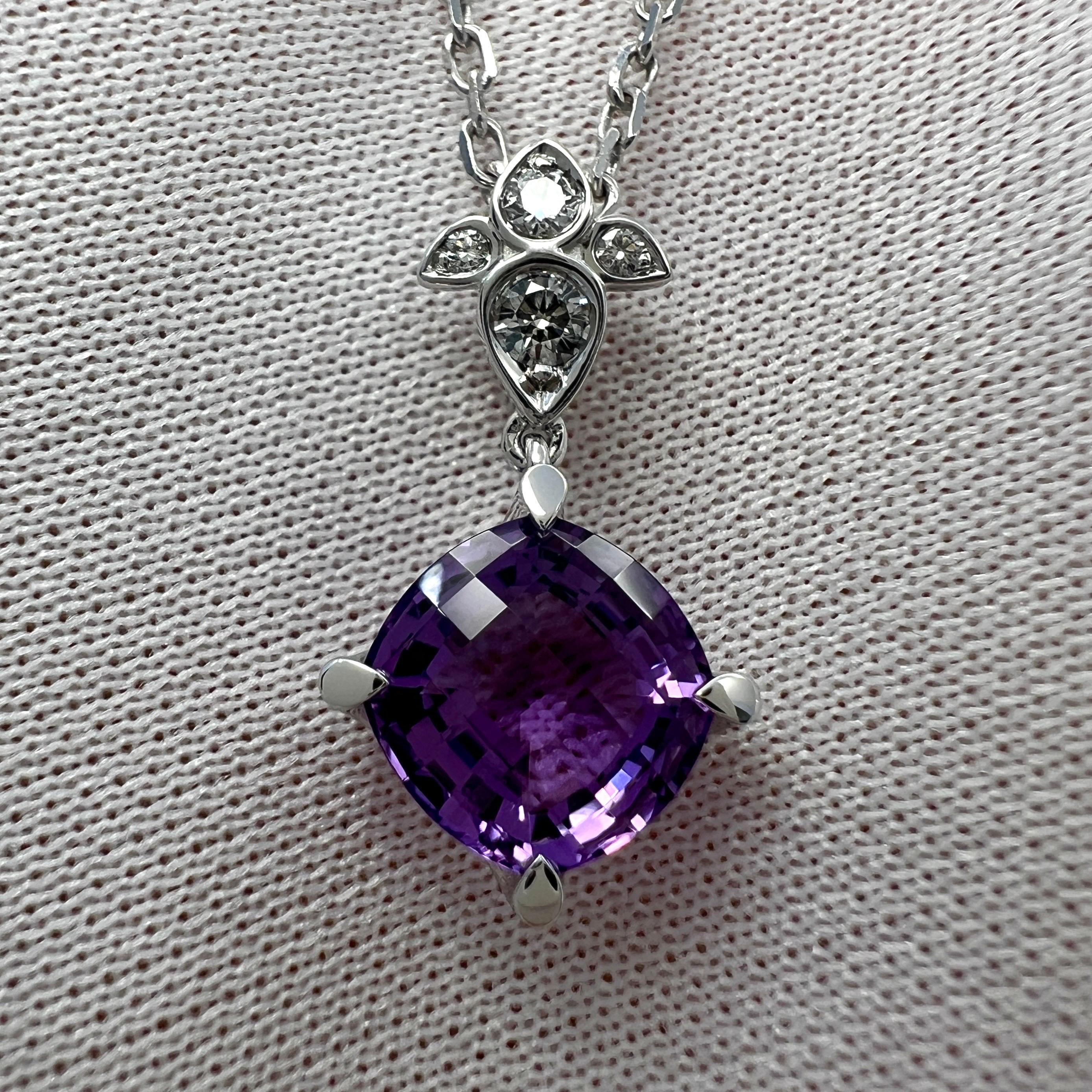 Rare Cartier Inde Mysterieuse Purple Amethyst Diamond 18k White Gold Necklace For Sale 4