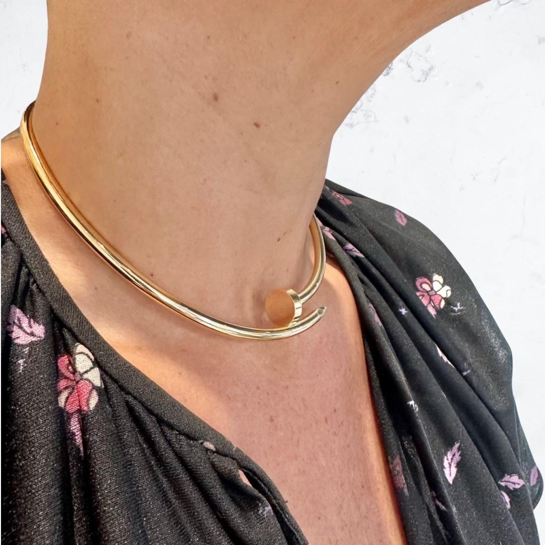RARE Cartier Just Un Clou Choker Necklace in 18k Yellow Gold w Certificate In Excellent Condition In Miami, FL