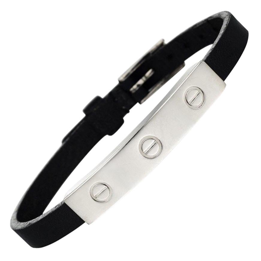 Rare Cartier Love Bracelet, 18 Karat White Gold and Leather at 1stDibs