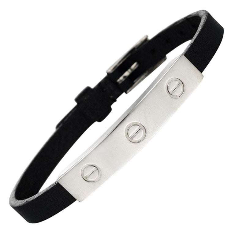 Rare Cartier Love Bracelet, 18 Karat White Gold and Leather at 1stDibs ...