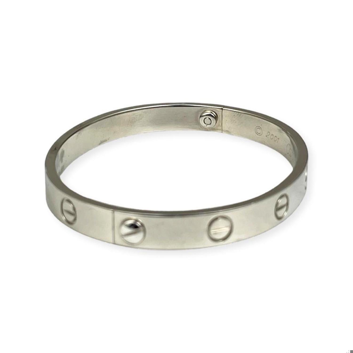 The Cartier Love Bracelet in Platinum is a rare find as not many were made.