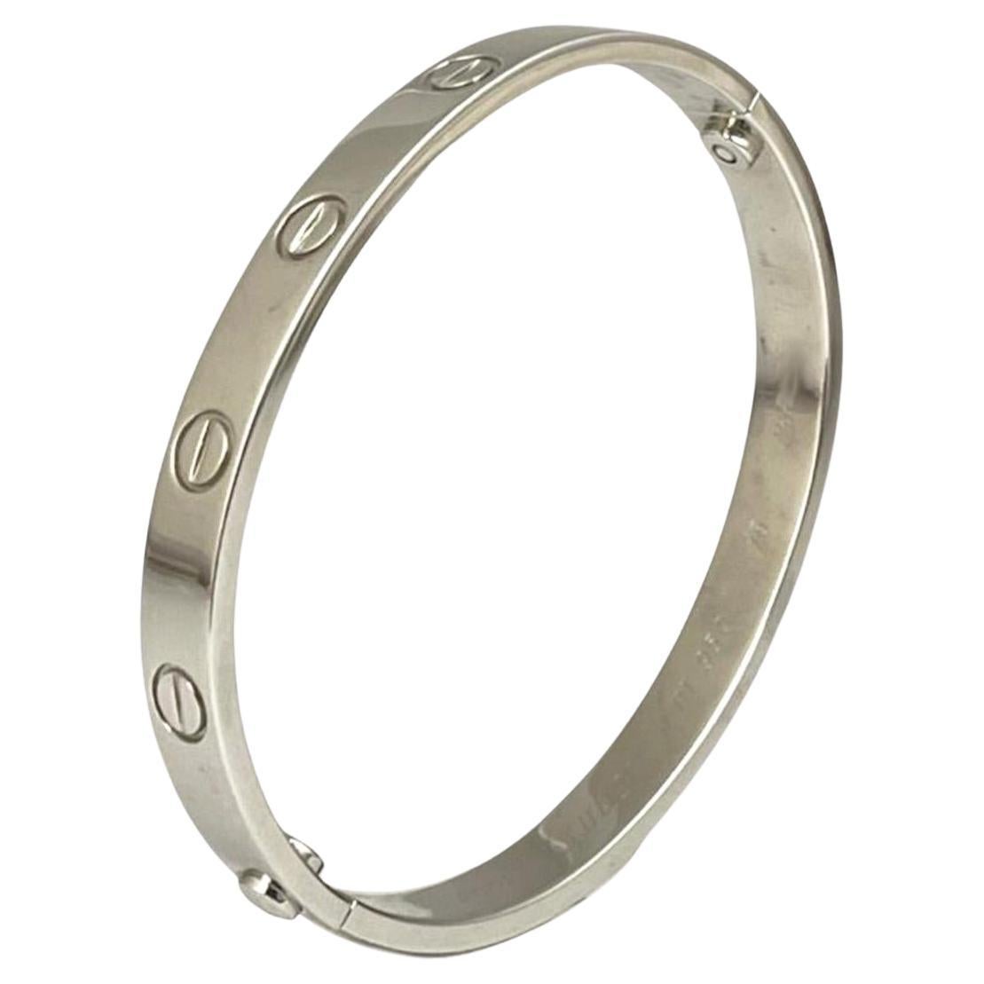 Rare Cartier Love Bracelet Bangle in Platinum, Size 16