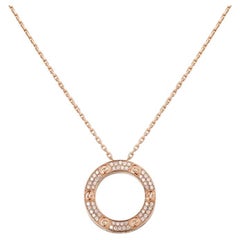 Rare Cartier Love Necklace in 18k Rose Gold and Pavé Diamonds