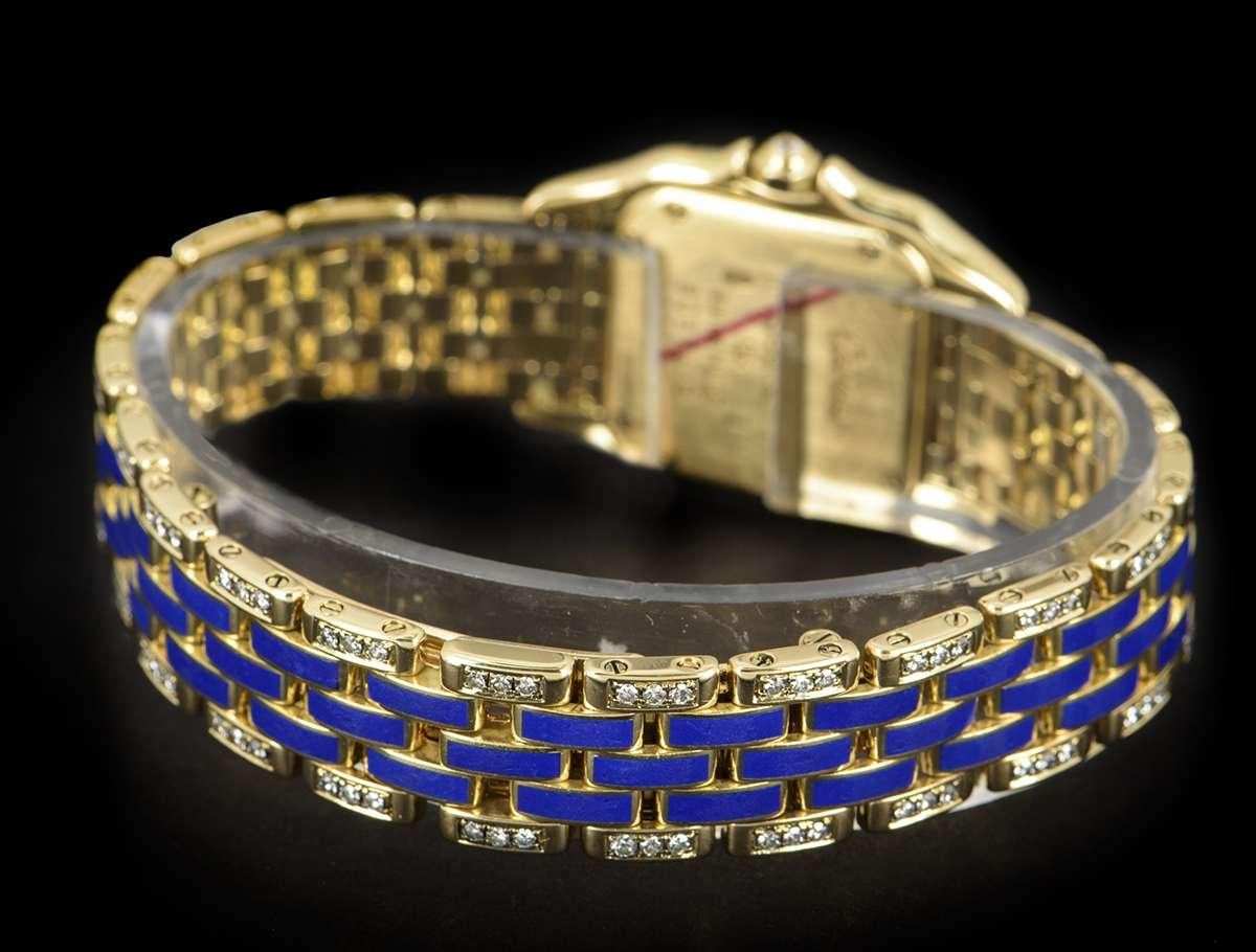 Rare Cartier Panthere Yellow Gold, Diamond Set & Silver Dial Enamel Watch 1