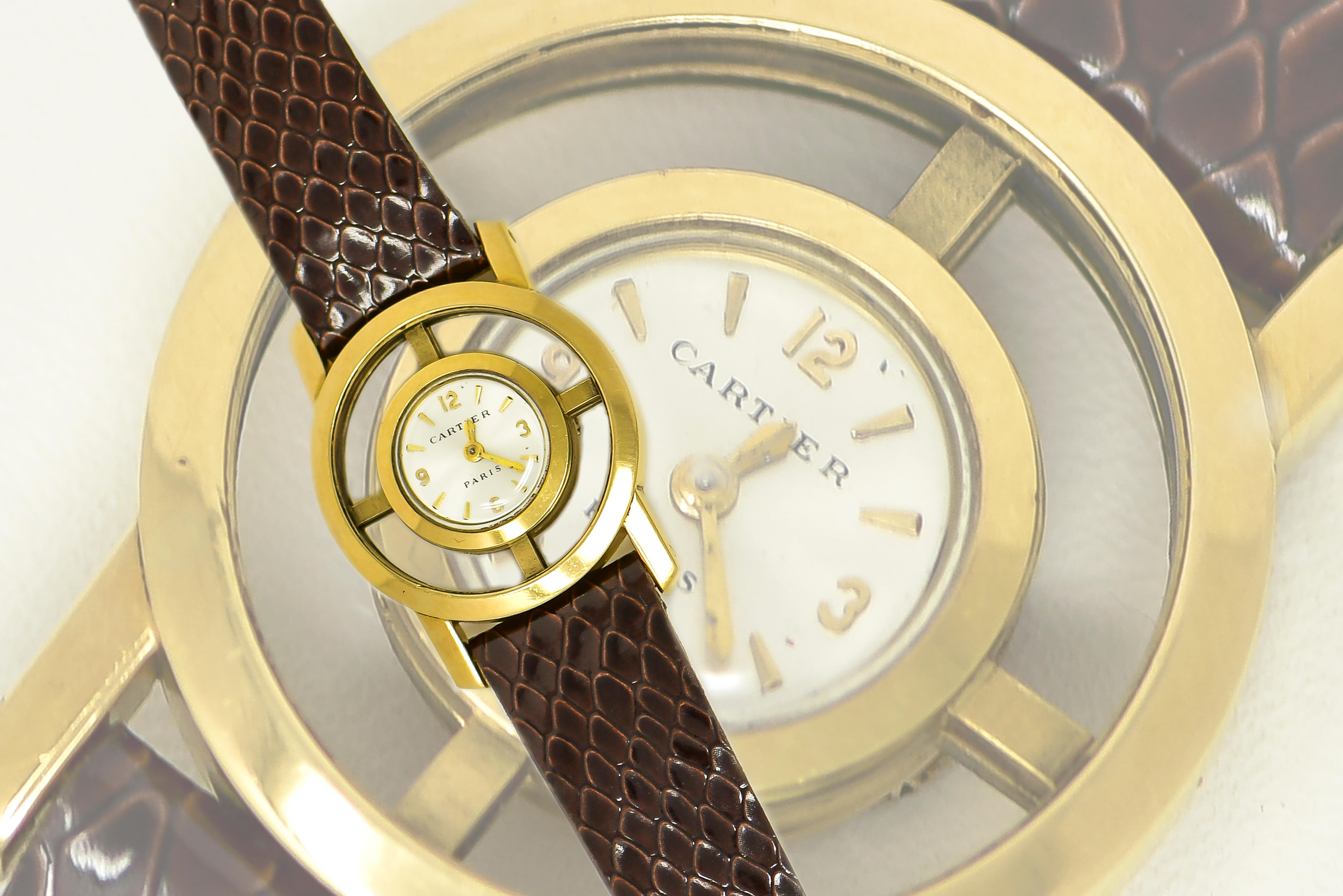 1940s Jaeger LeCoultre For Cartier Paris Sector Dial “Helm” 18kt Yellow Gold Wristwatch

The present watch is fully signed and serial numbered on the case, dial & movement respectively, with sharp French hallmarks to the lugs & exterior case. The