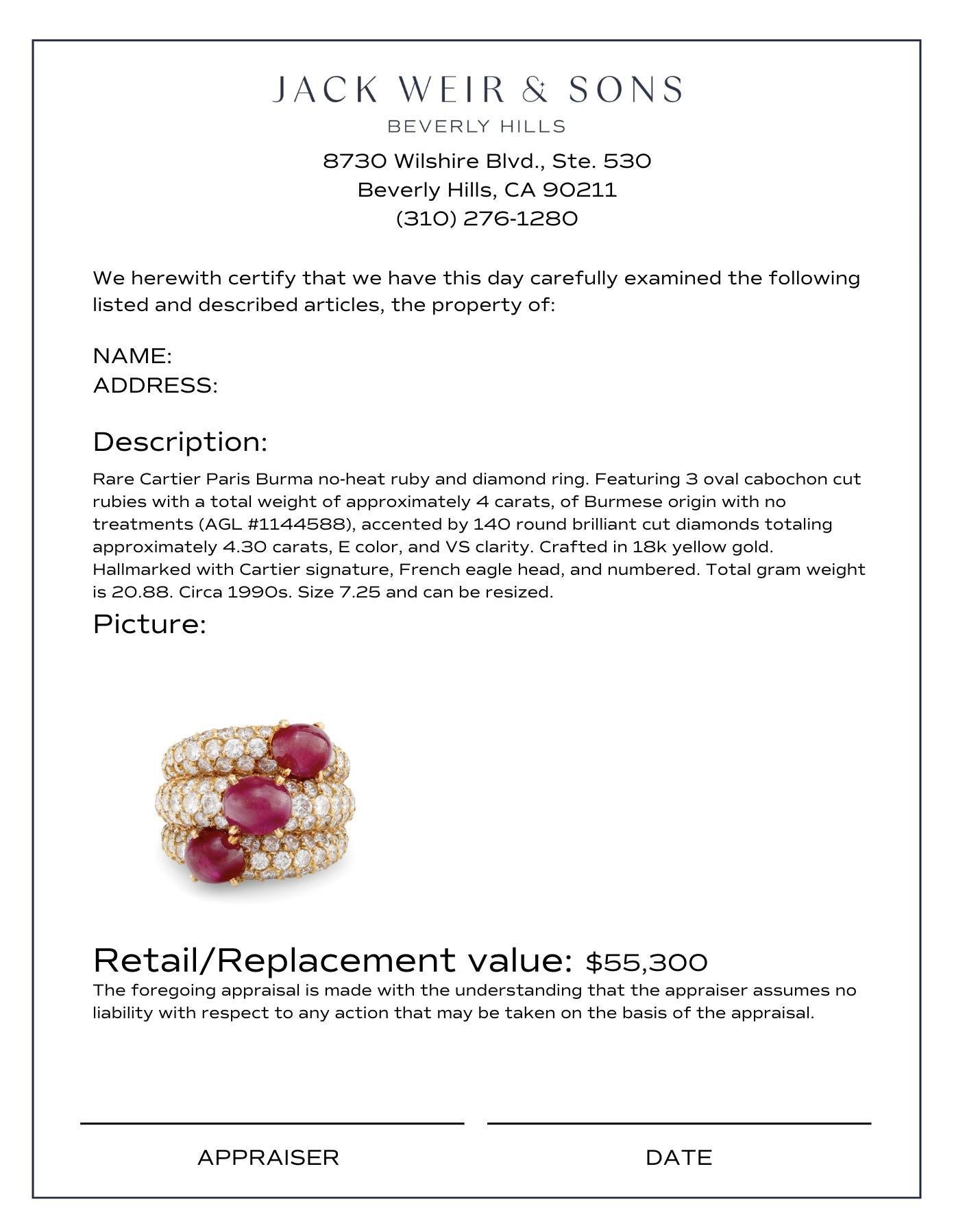 Rare Cartier Paris Burma no heat ruby diamond 18k yellow gold ring In Excellent Condition In Beverly Hills, CA