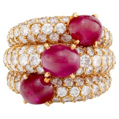 Raro anello Cartier Paris Burma senza calore con rubino e diamante in oro giallo 18 carati