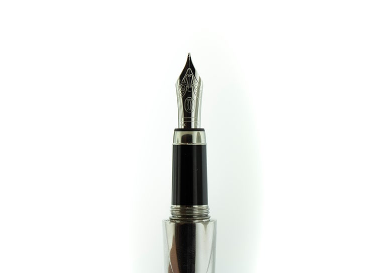 Rare Cartier Paris Sterling Silver Onyx Set Limited Edition Fountain Pen at 1stDibs