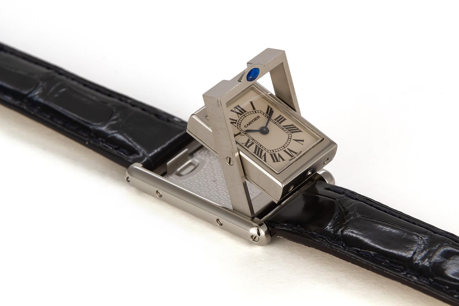 Women's Rare Cartier Stainless Steel Ladies Basculante Quartz Watch 2386