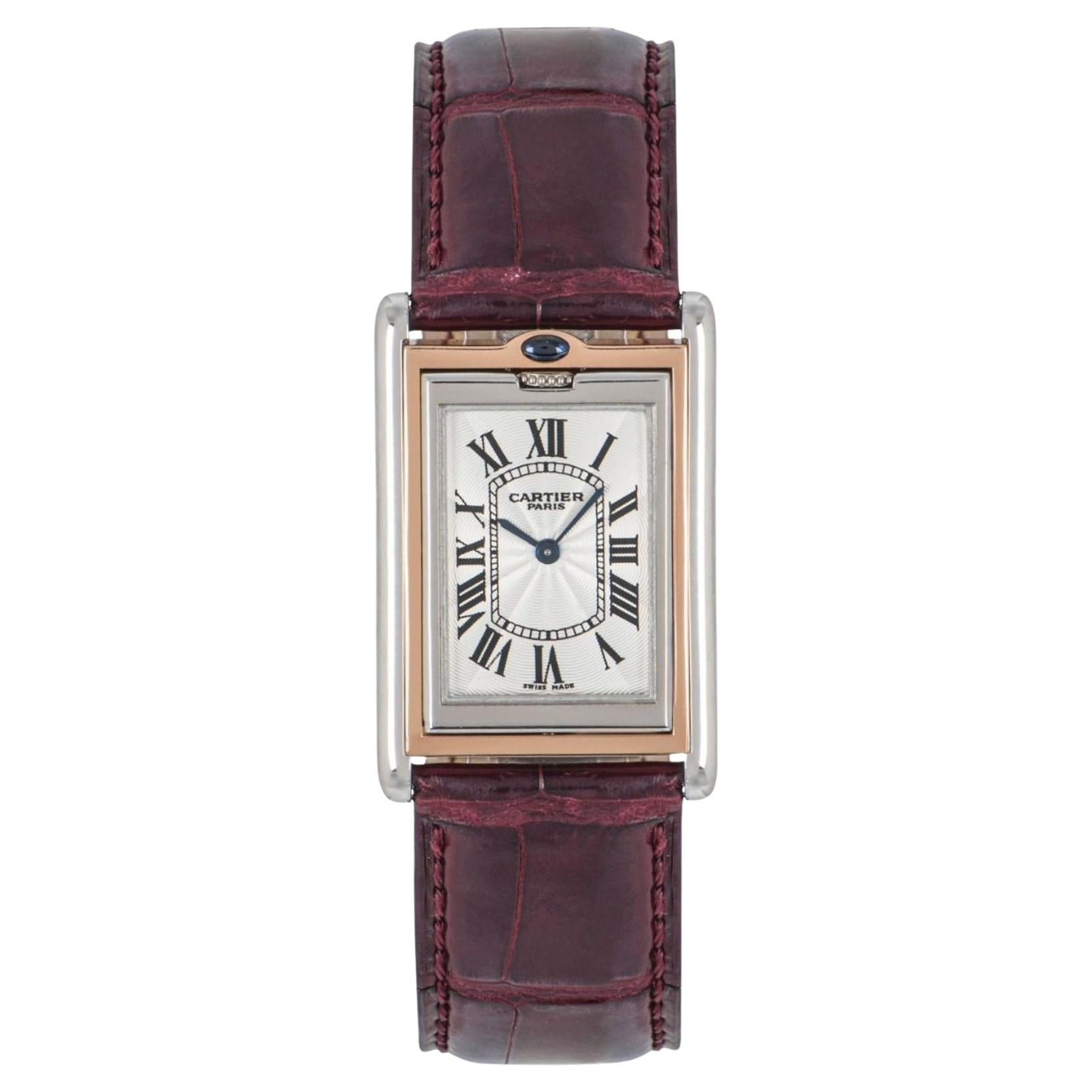 Cartier Tank Louis Cartier Ladies Watch Small Manual Winding Rose Gold  Silver Dial Rose Gold Bracelet WGTA0023 - BRAND NEW