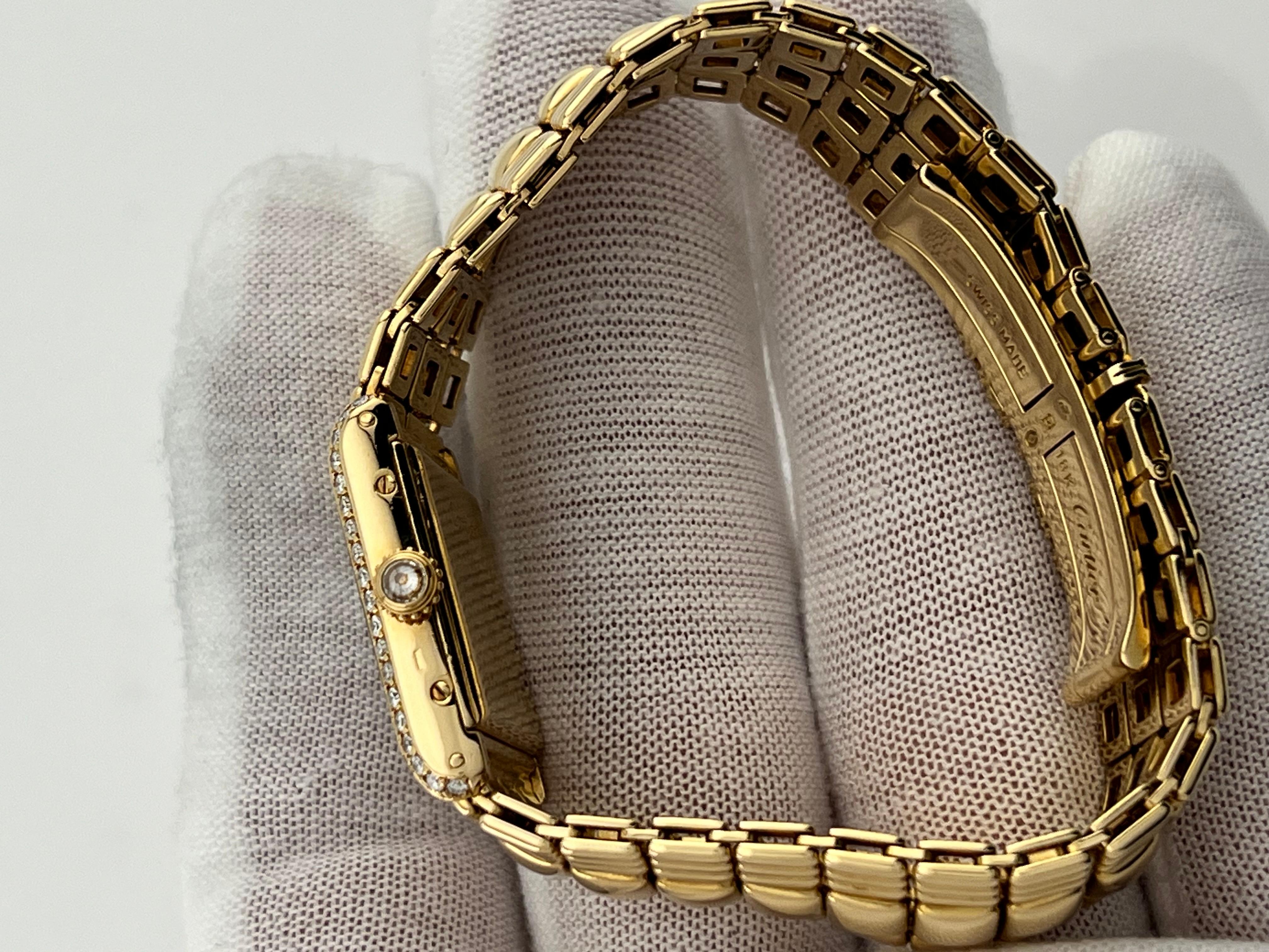 RARE Cartier Tank Louis Pave Diamond Dial & Bezel 18K Yellow Gold Box Papers 8