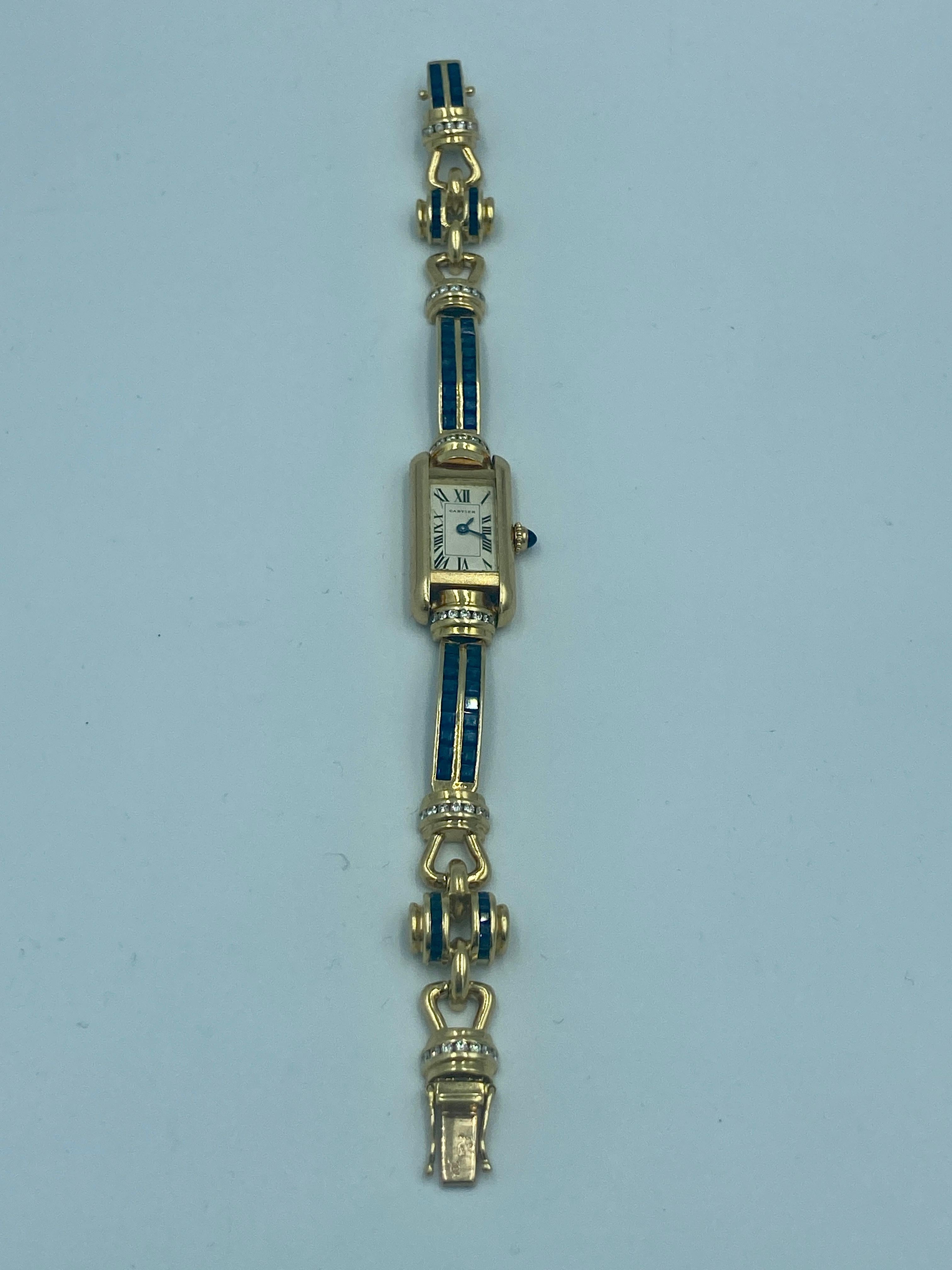 Cartier Rare montre Tank avec bracelet orné de bijoux Bon état - En vente à London, GB
