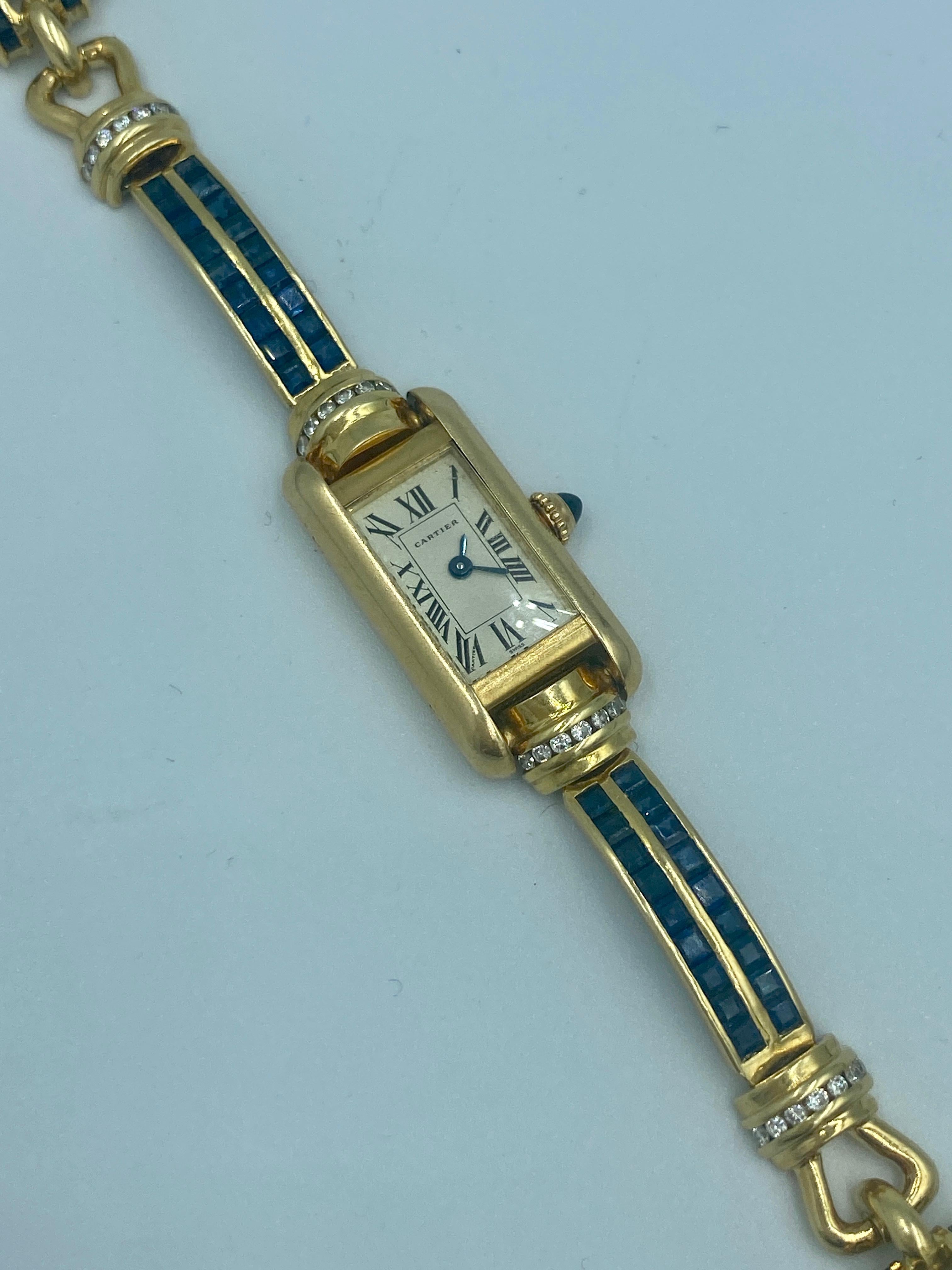 Seltene Cartier Tank-Uhr mit Juwelenarmband im Angebot 2