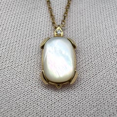 Seltene Cartier Tortue Perlmutt & Diamant 18k Gelbgold Anhänger Halskette