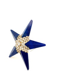 Cartier vintage rare  Broche pendentif en lapis-lazuli et diamants