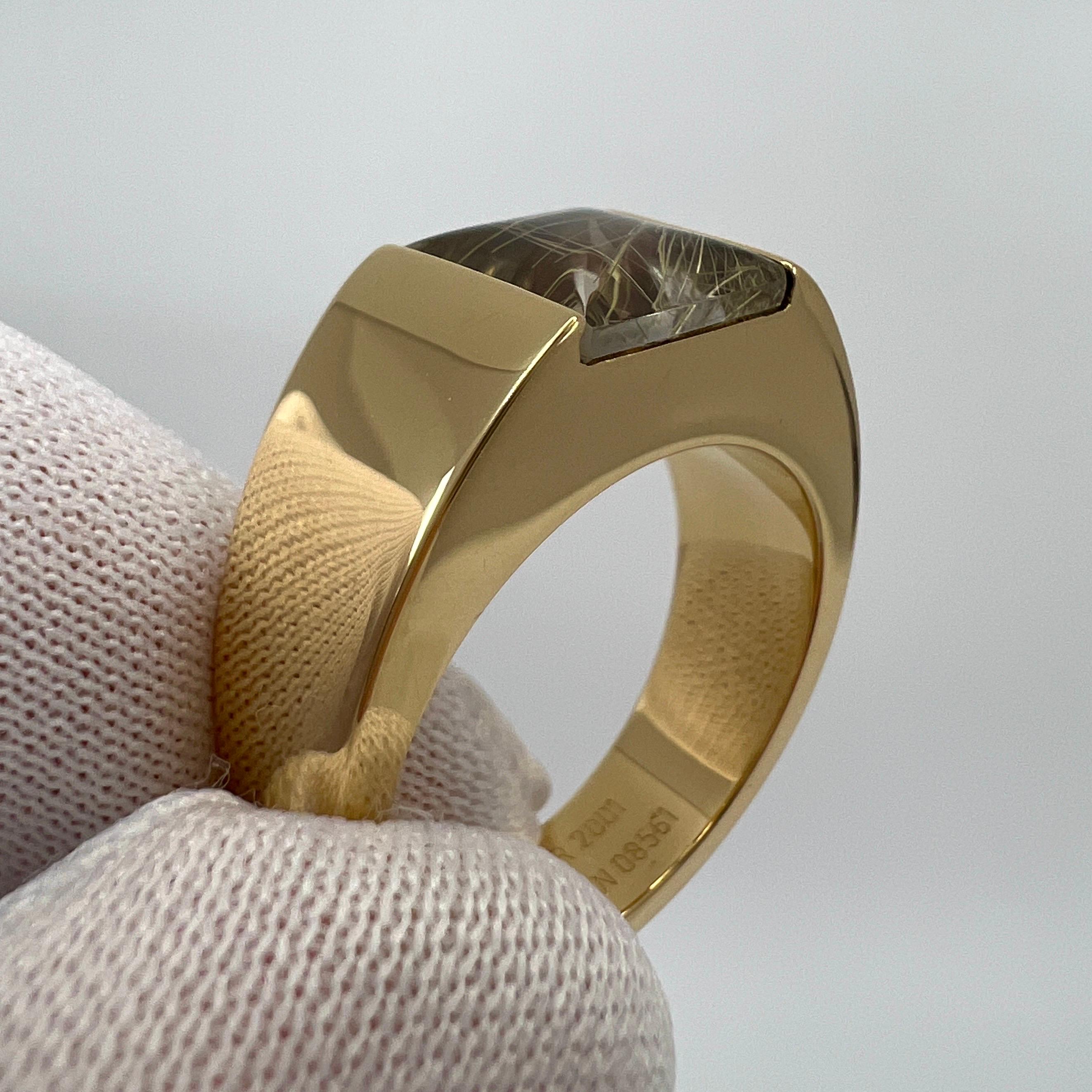 Seltene Cartier Vintage Rutil Quarz 18k Gelbgold Tank Band Solo Ring EU 54 im Zustand „Hervorragend“ in Birmingham, GB