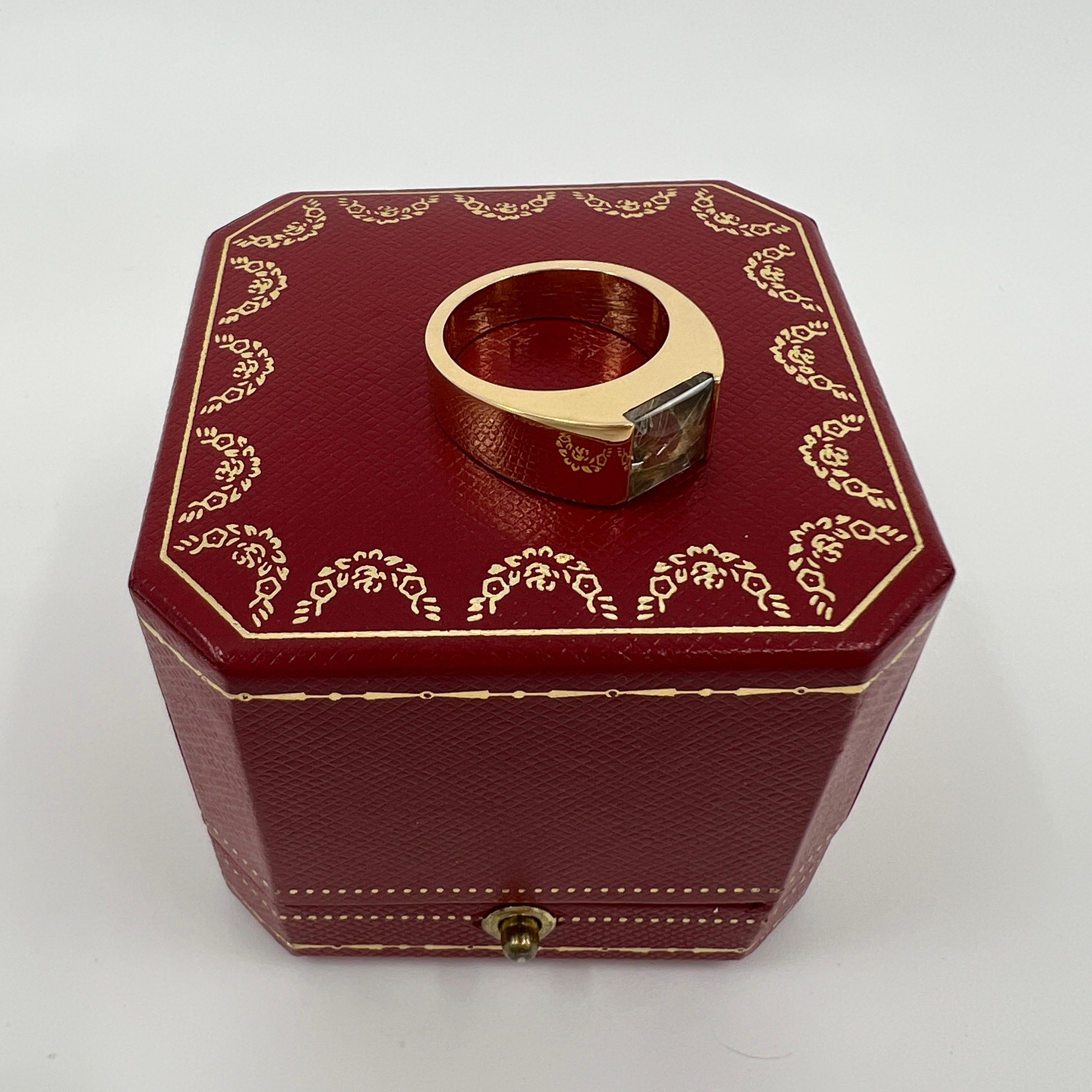 Seltene Cartier Vintage Rutil Quarz 18k Gelbgold Tank Band Solo Ring EU 54 für Damen oder Herren