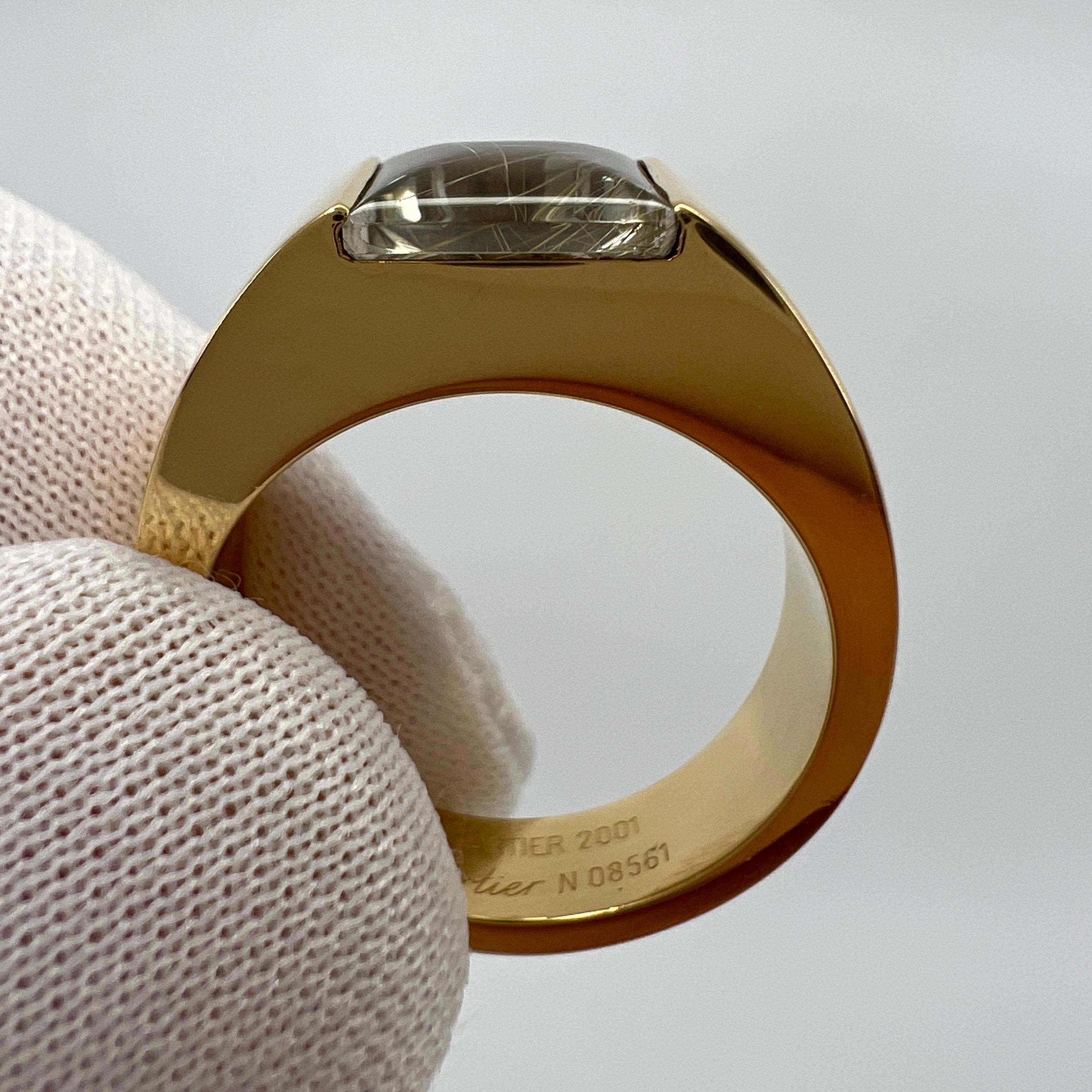 Seltene Cartier Vintage Rutil Quarz 18k Gelbgold Tank Band Solo Ring EU 54 4