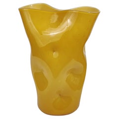 Rare Cartoccio con Bolle Incamiciato, "Paperbag" Glass Vase, Seguso Murano 1950'