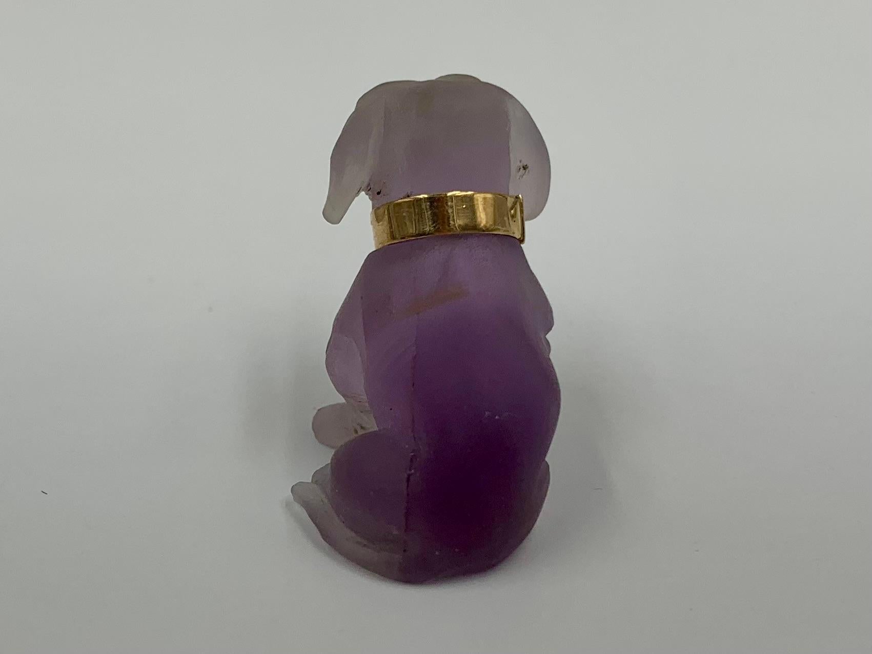 Seltene geschnitzt Amethyst Diamant natürliche Perle 18K Gelbgold Dackel im Angebot 2