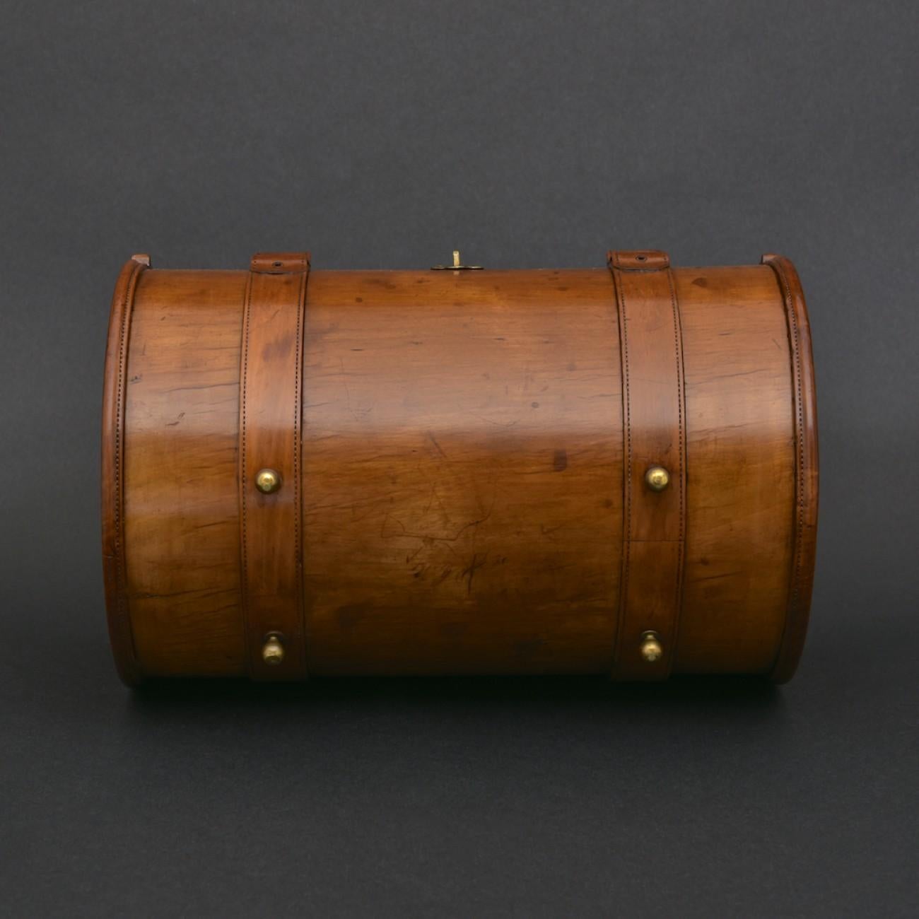 Brass Rare Carved Cylindrical Box, circa 1900