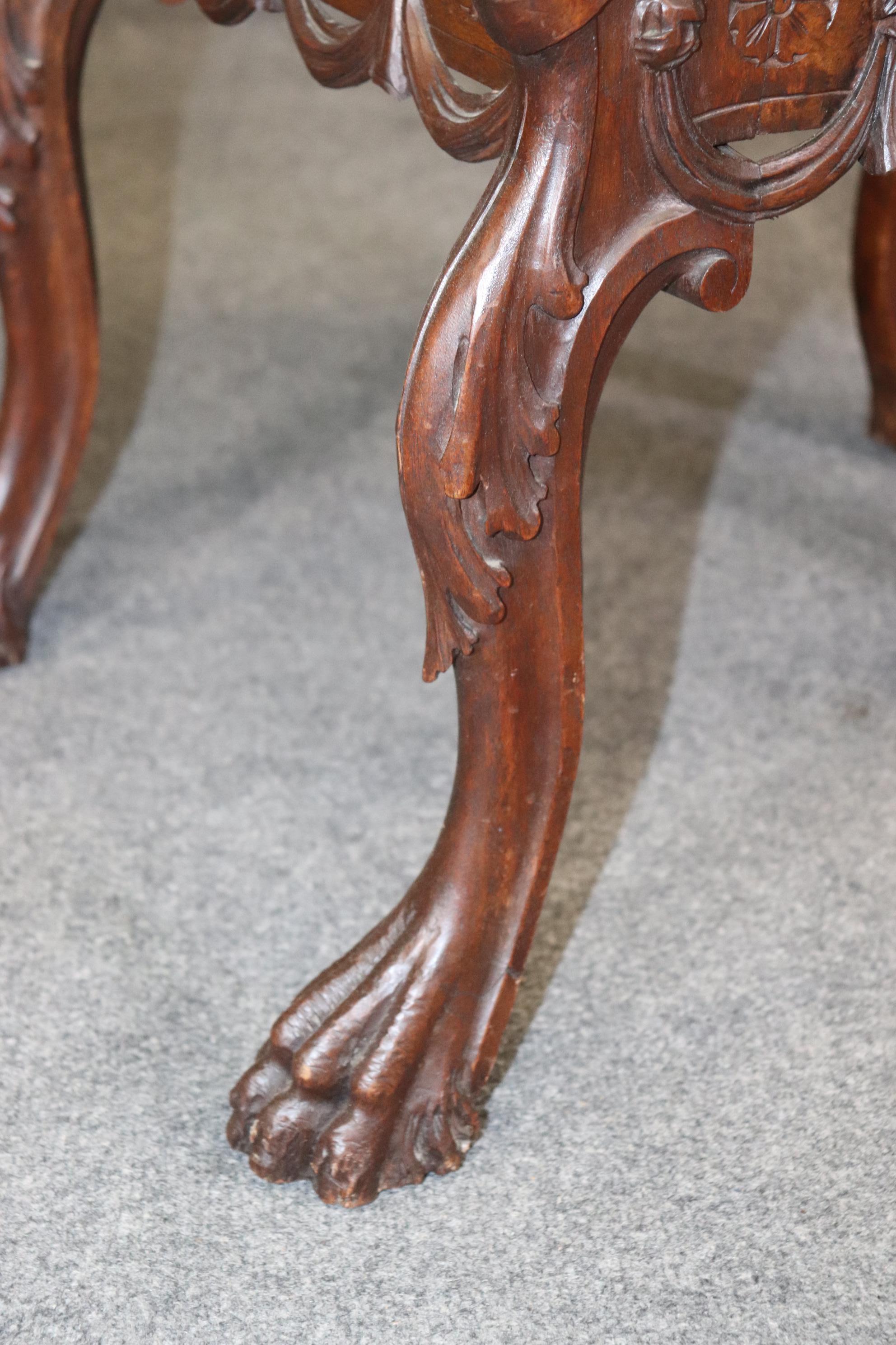 Rare Carved Figural Maiden Walnut Victorian Bench Stool Circa 1870 For Sale 2
