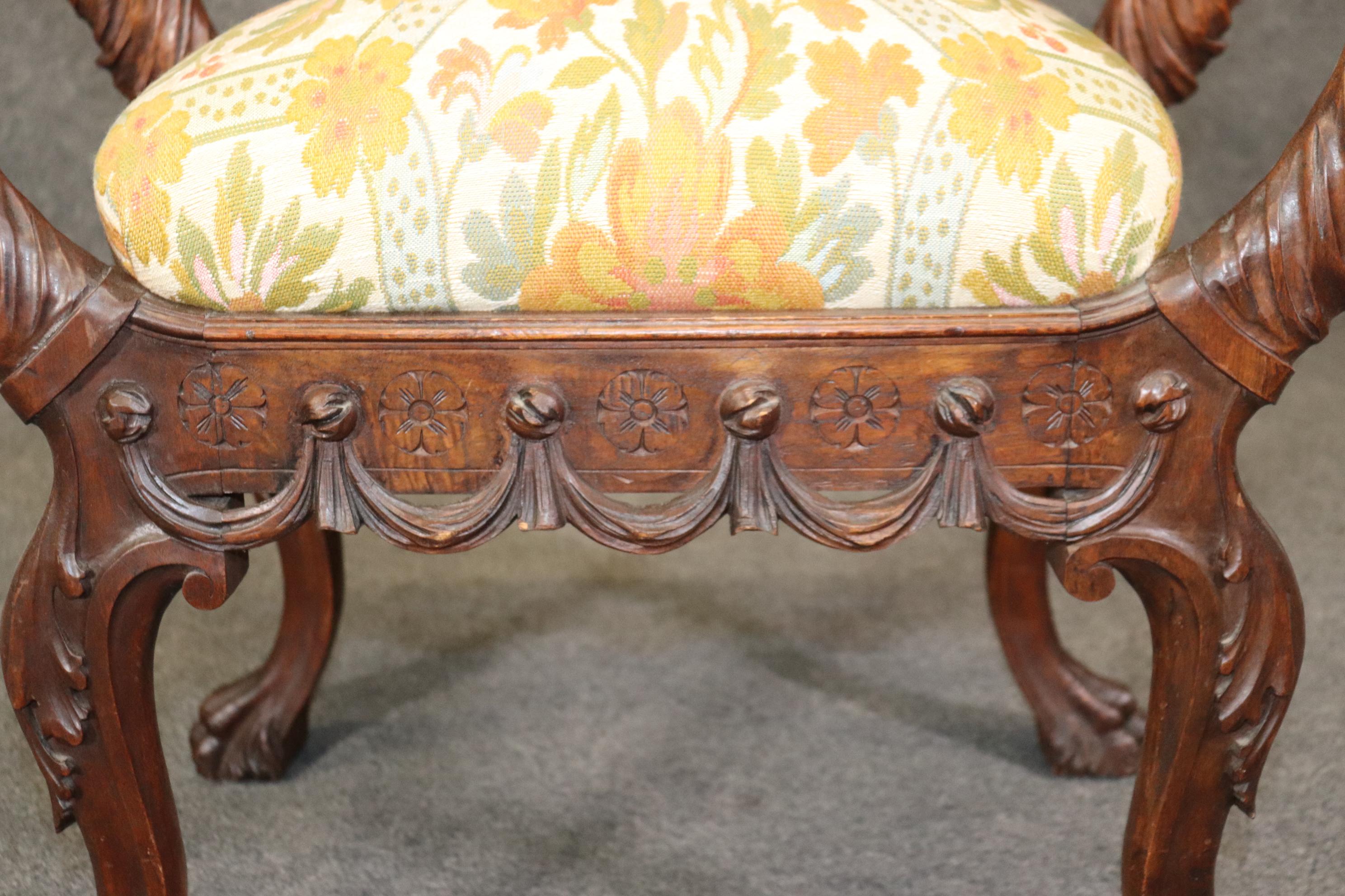 Rare Carved Figural Maiden Walnut Victorian Bench Stool Circa 1870 For Sale 3
