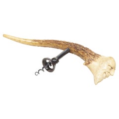Vintage Rare Carved Horn Corkscrew with Figural Motif