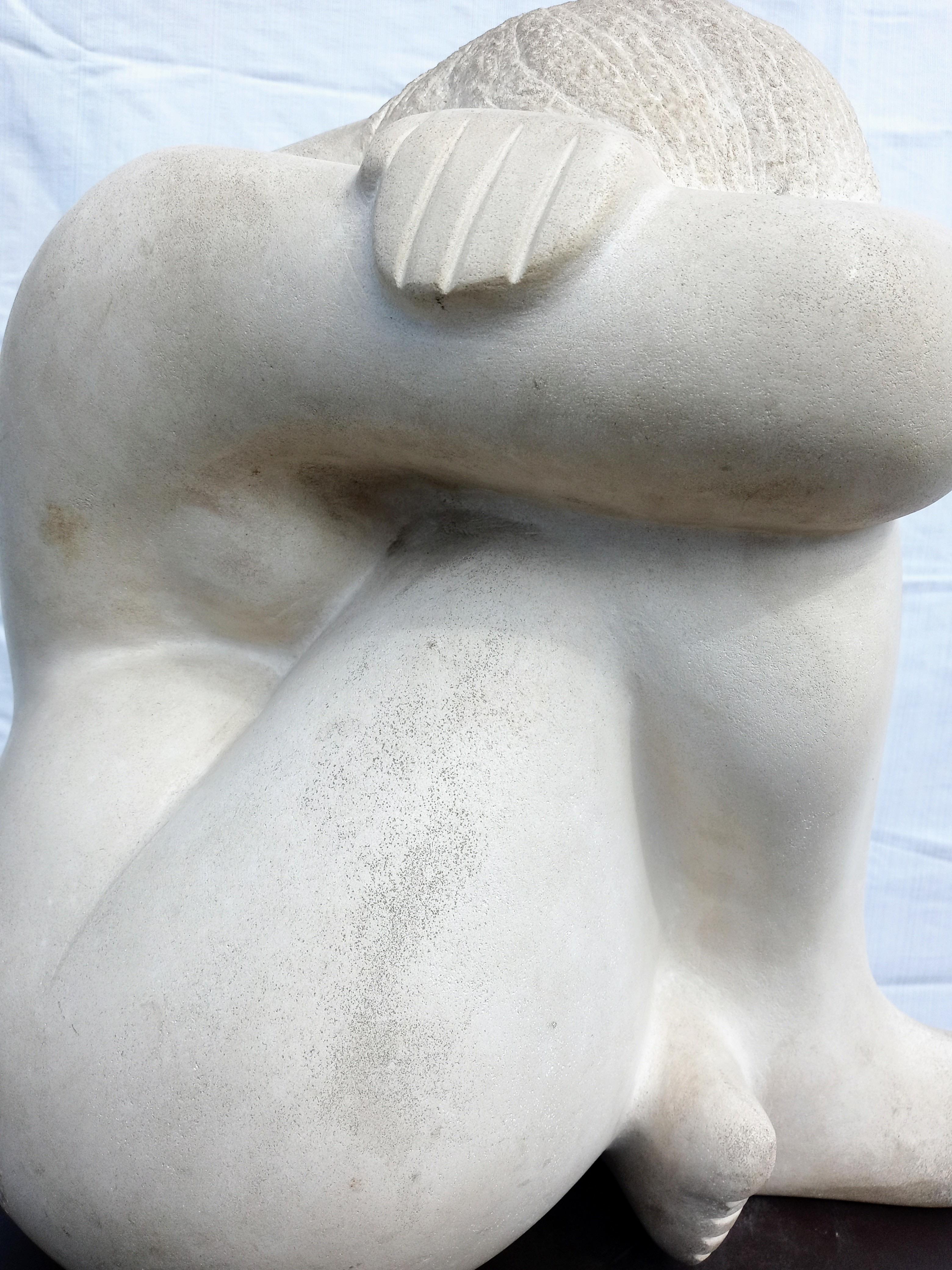 Seltener geschnitzter Kalkstein.Art Deco. Kubistische Skulptur von William Slattery, W P. A. (Österreichisch) im Angebot
