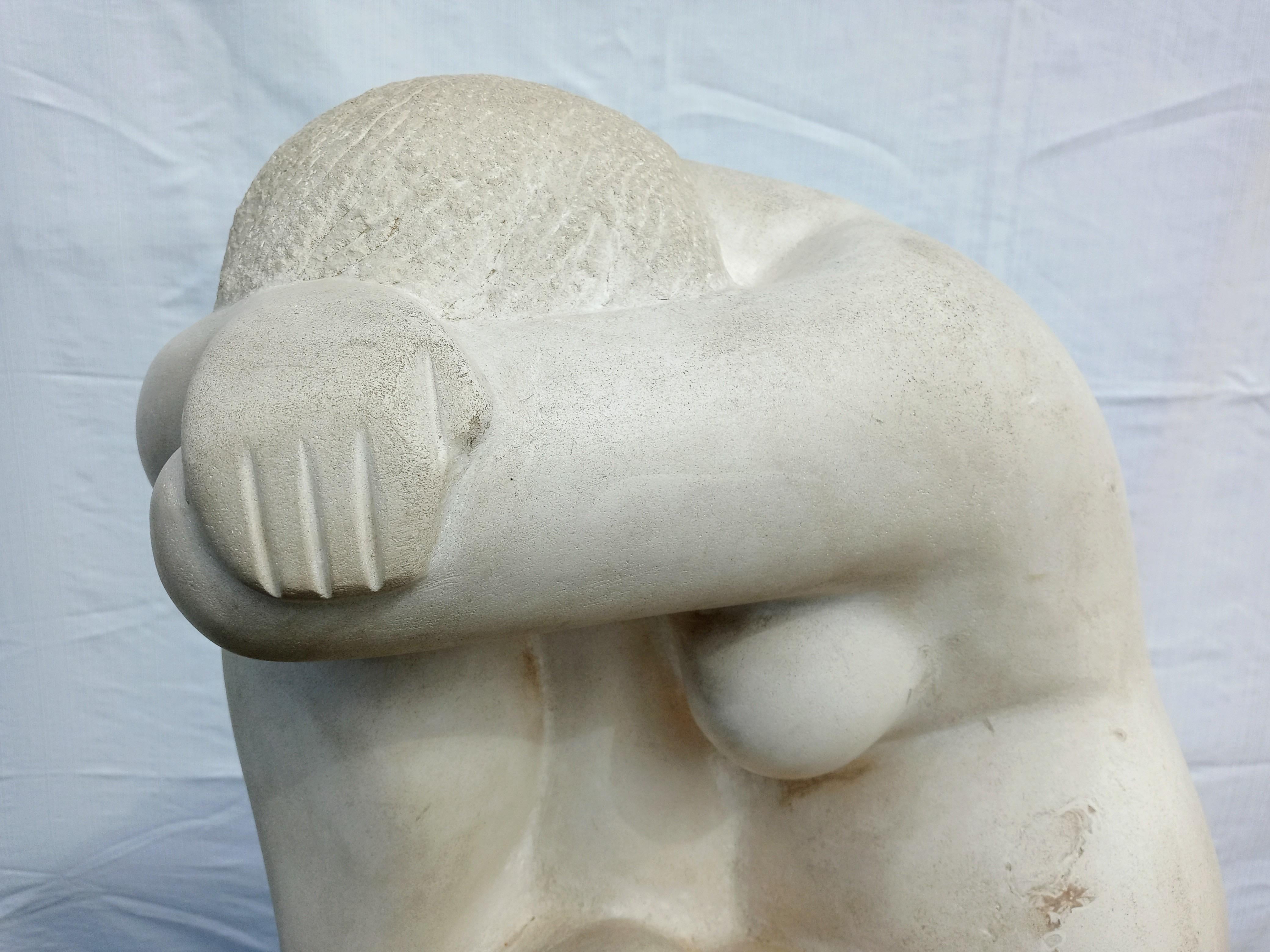 Seltener geschnitzter Kalkstein.Art Deco. Kubistische Skulptur von William Slattery, W P. A. (Handgeschnitzt) im Angebot