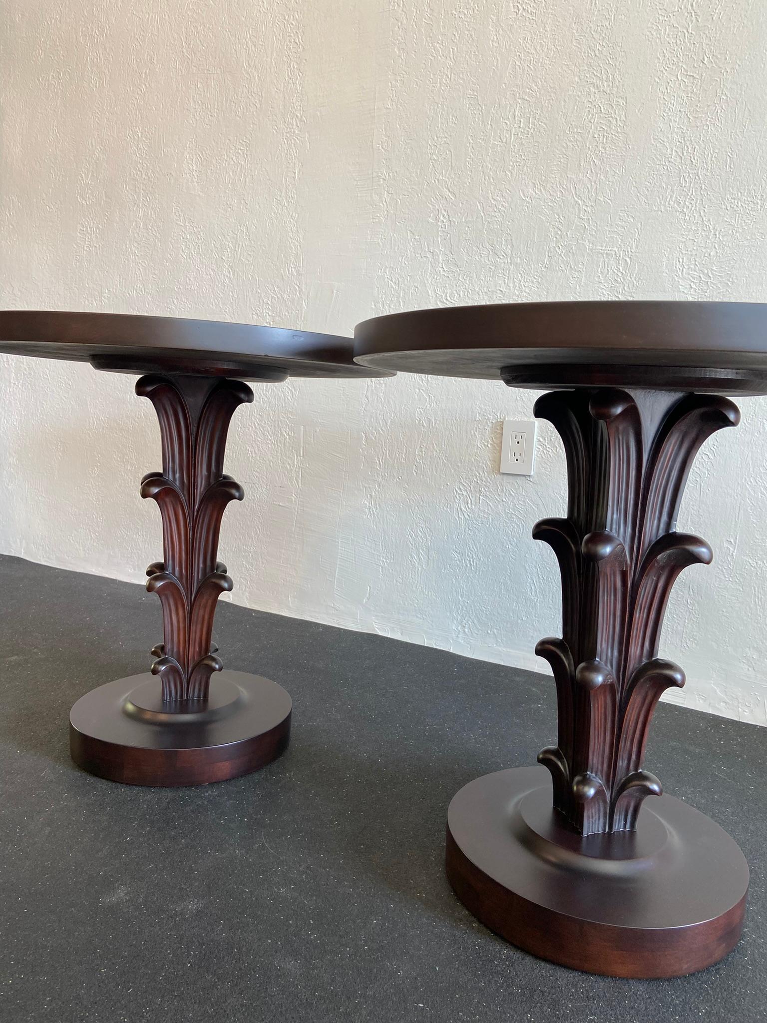 T.H Robsjohn Gibbings for Widdicomb Rare Carved Tables- a Pair In Good Condition In West Palm Beach, FL